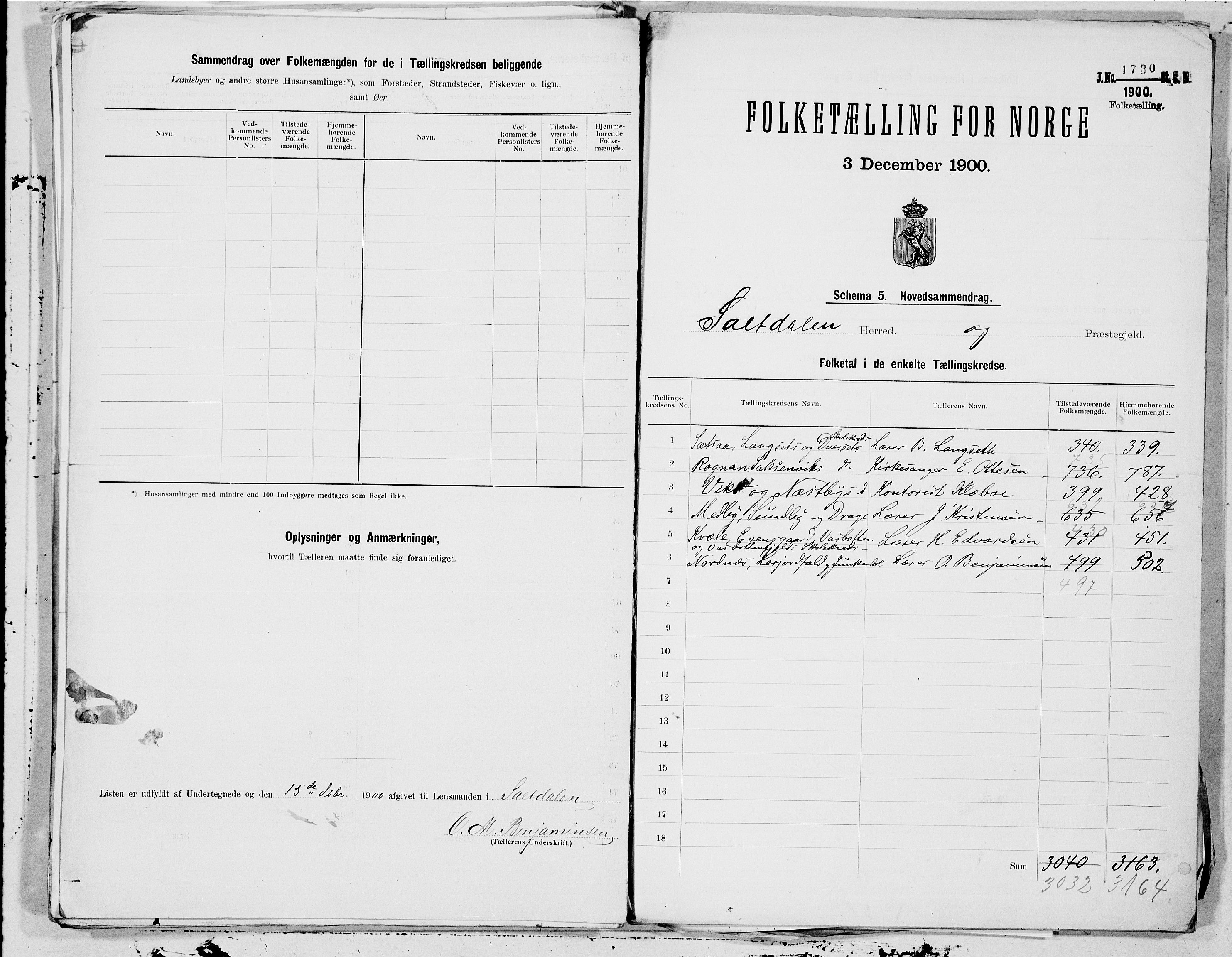 SAT, 1900 census for Saltdal, 1900, p. 16