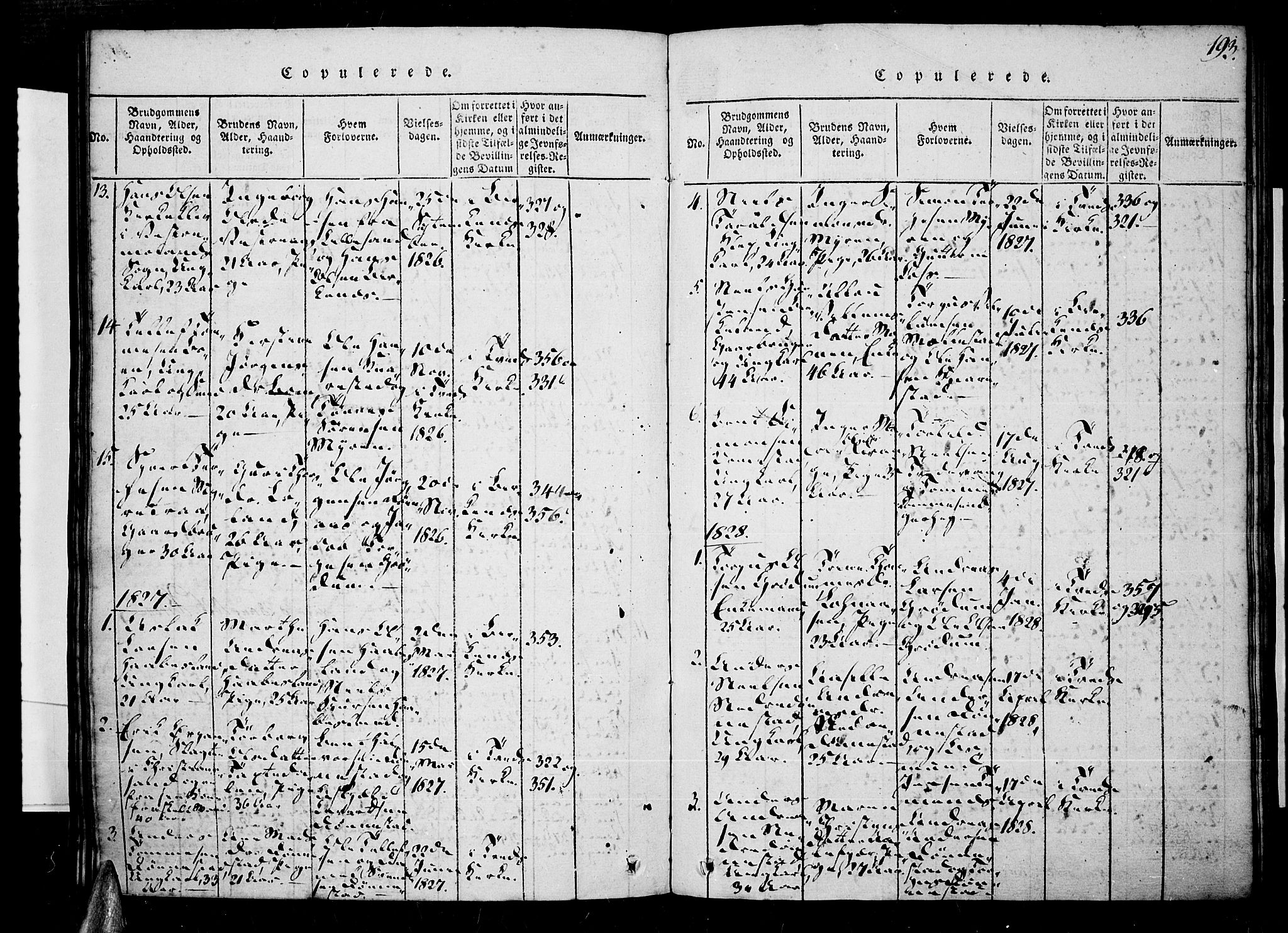 Tveit sokneprestkontor, SAK/1111-0043/F/Fa/L0002: Parish register (official) no. A 2, 1820-1830, p. 193