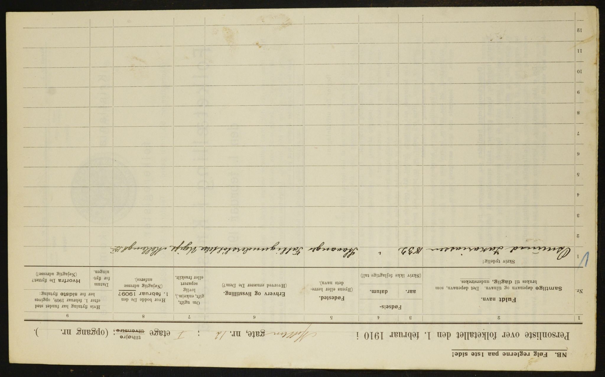 OBA, Municipal Census 1910 for Kristiania, 1910, p. 63066