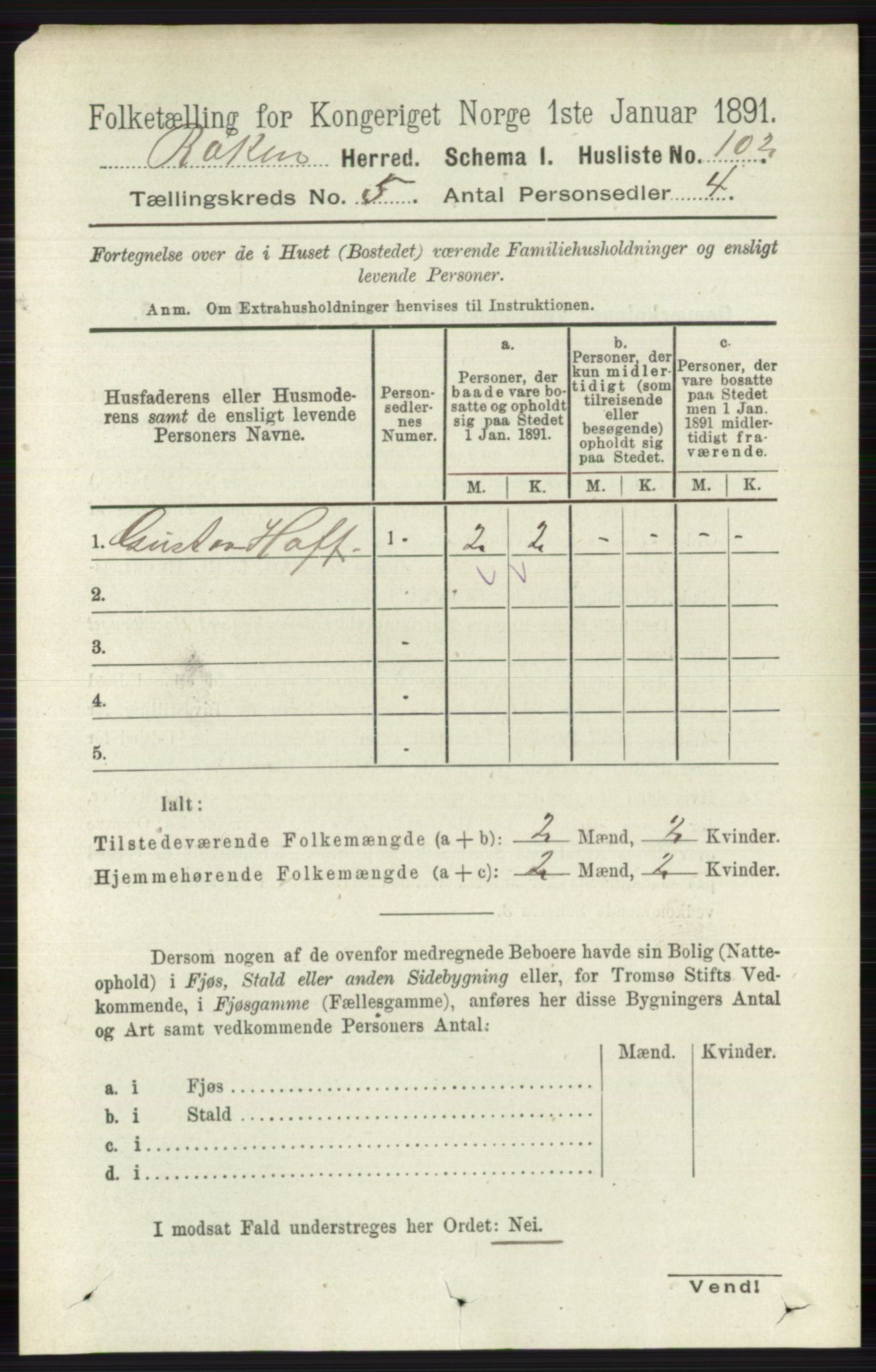 RA, 1891 census for 0627 Røyken, 1891, p. 2866