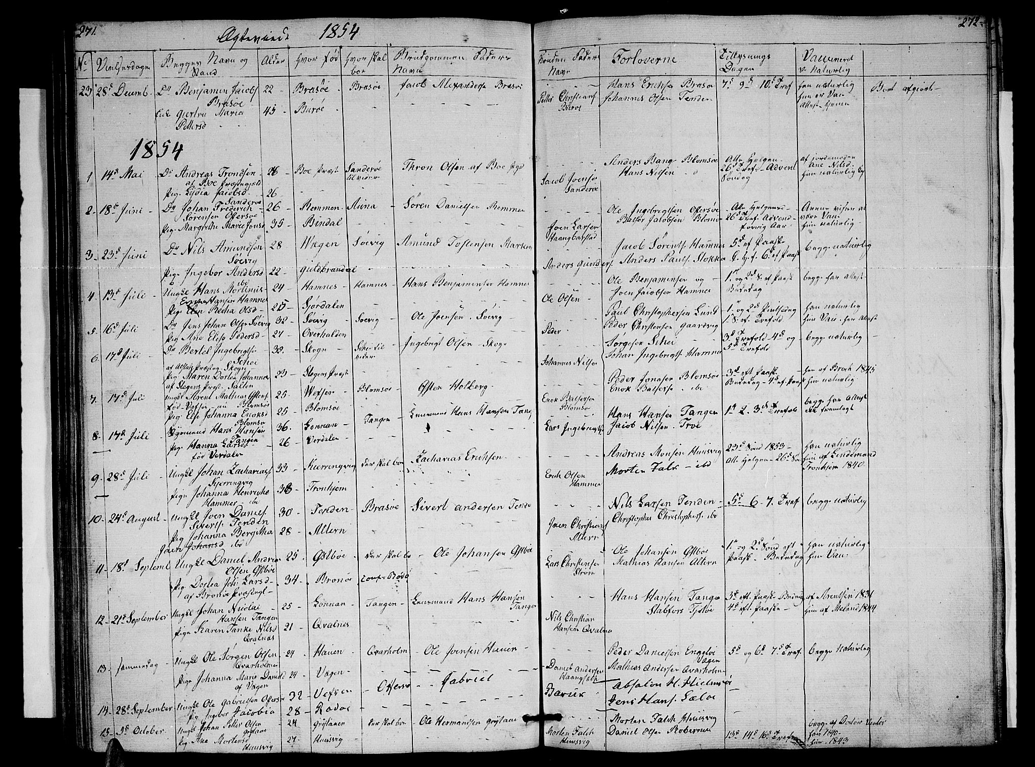 Ministerialprotokoller, klokkerbøker og fødselsregistre - Nordland, AV/SAT-A-1459/830/L0460: Parish register (copy) no. 830C02, 1843-1865, p. 271-272