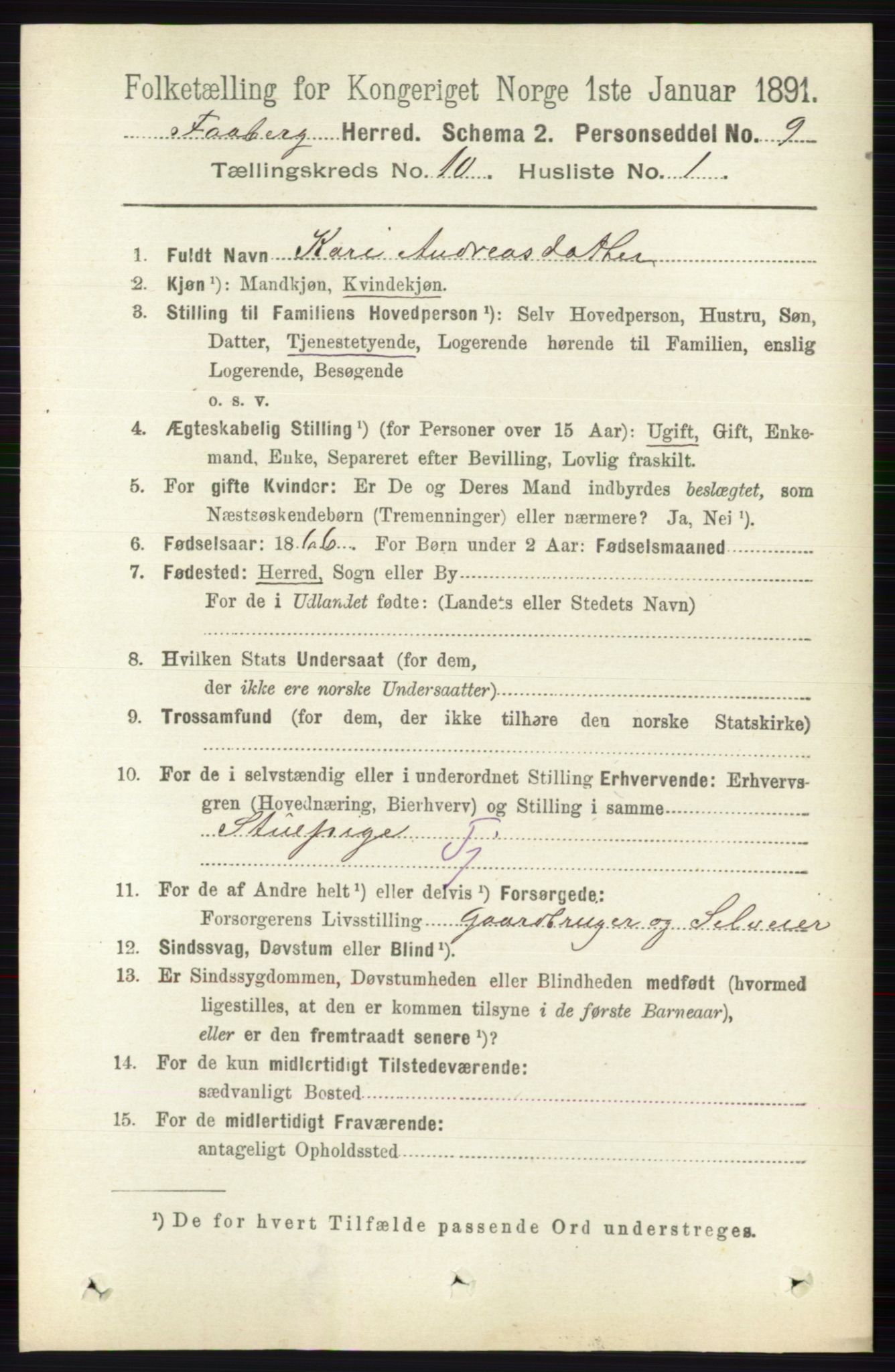 RA, 1891 census for 0524 Fåberg, 1891, p. 4114