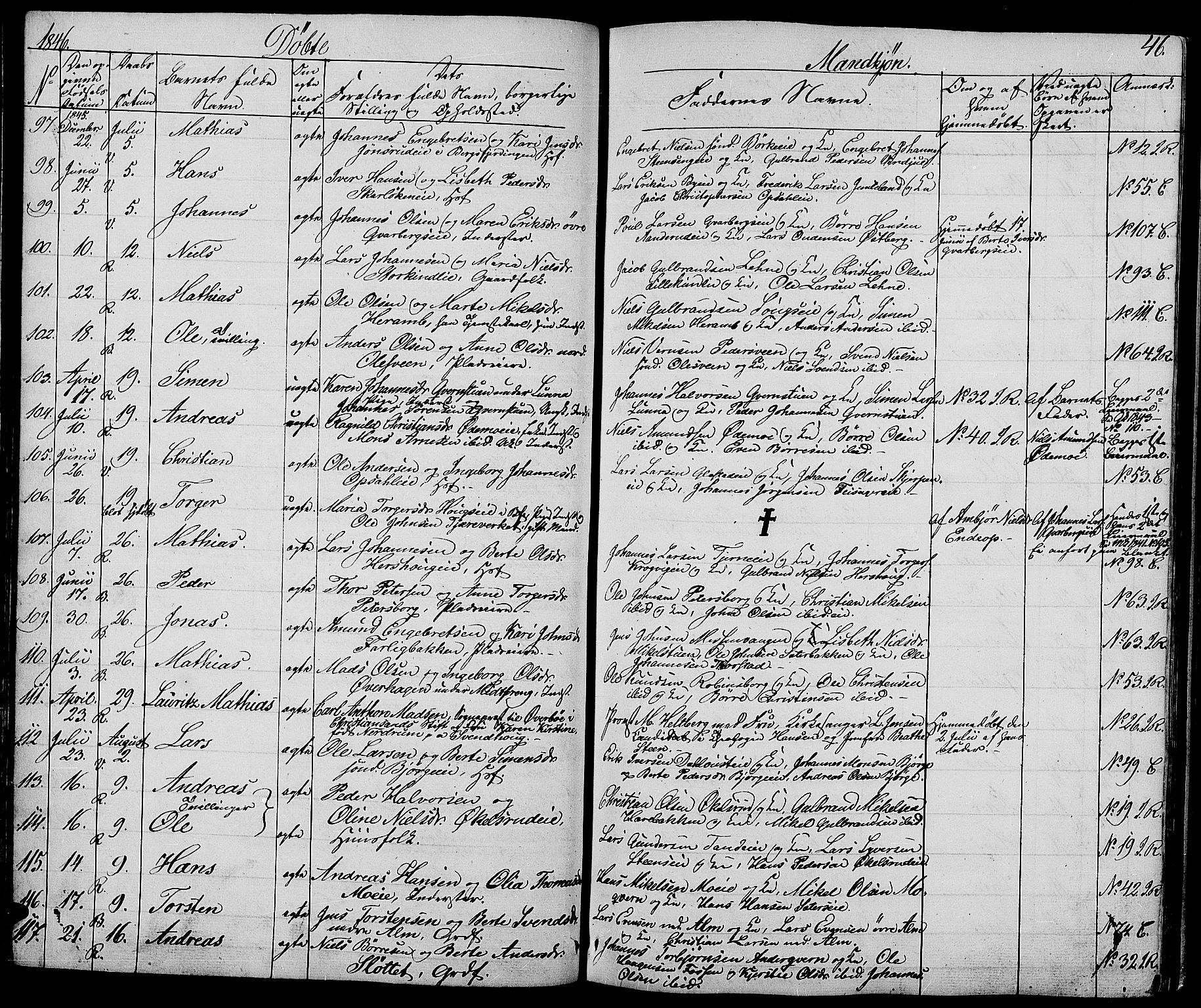 Ringsaker prestekontor, AV/SAH-PREST-014/L/La/L0005: Parish register (copy) no. 5, 1839-1850, p. 46