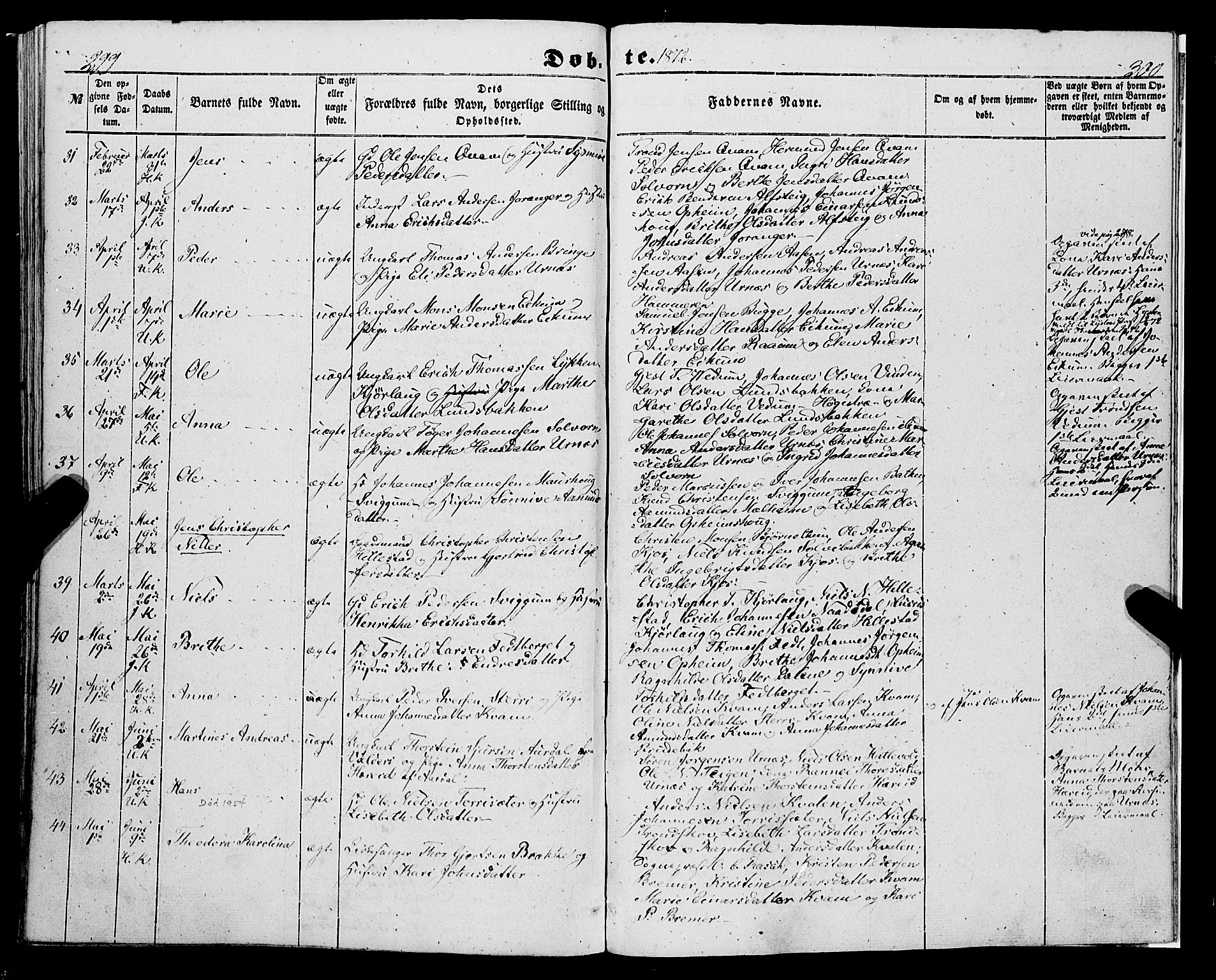 Hafslo sokneprestembete, AV/SAB-A-80301/H/Haa/Haaa/L0009: Parish register (official) no. A 9, 1852-1873, p. 299-300