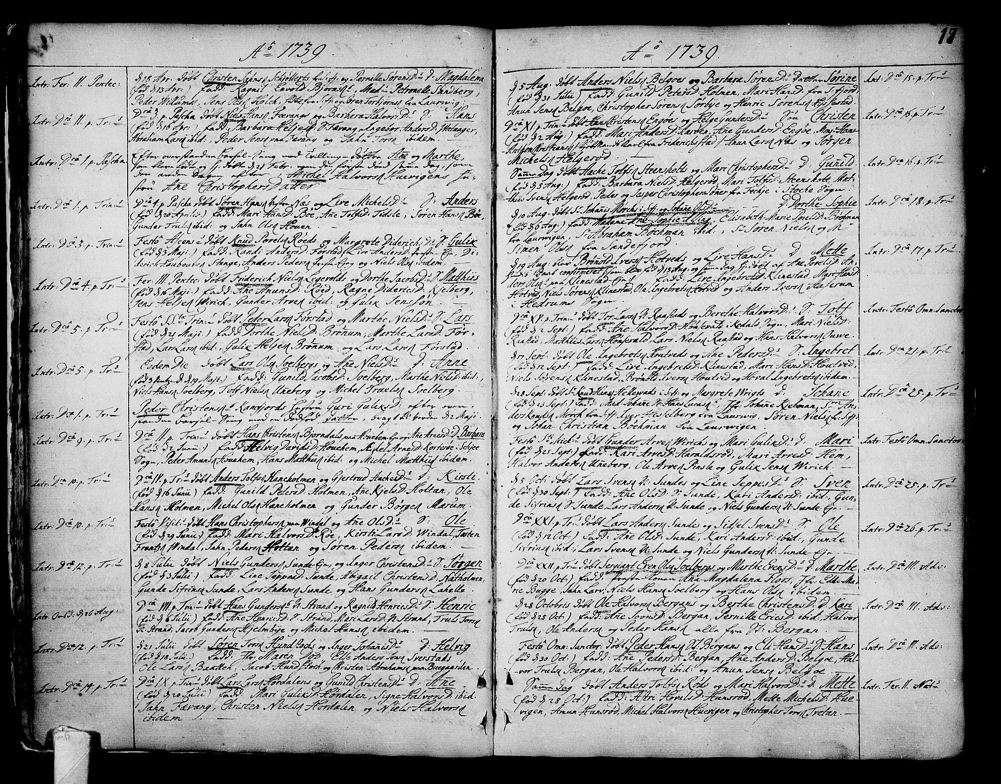 Sandar kirkebøker, SAKO/A-243/F/Fa/L0002: Parish register (official) no. 2, 1733-1788, p. 17