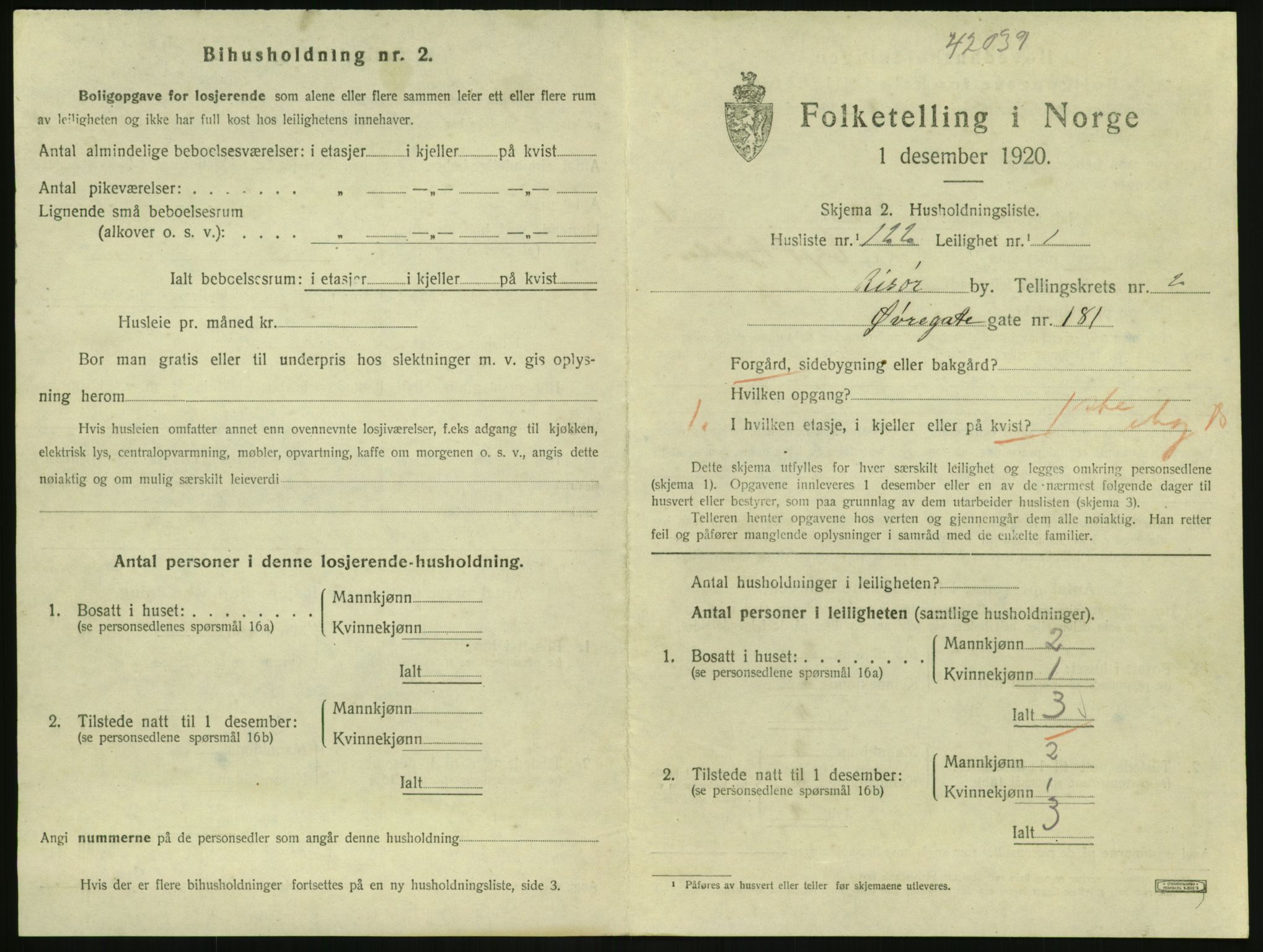 SAK, 1920 census for Risør, 1920, p. 2297