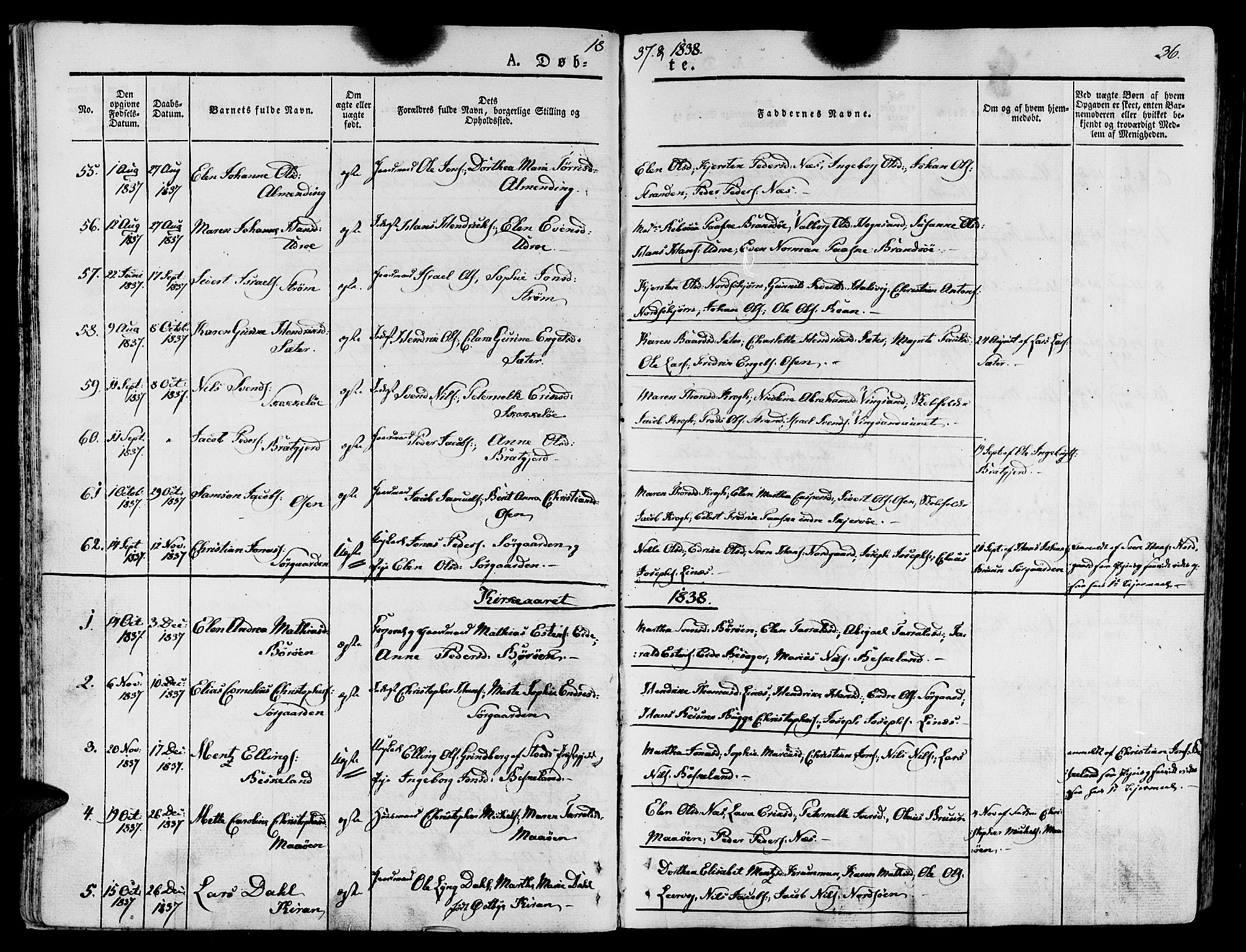 Ministerialprotokoller, klokkerbøker og fødselsregistre - Sør-Trøndelag, SAT/A-1456/657/L0703: Parish register (official) no. 657A04, 1831-1846, p. 36