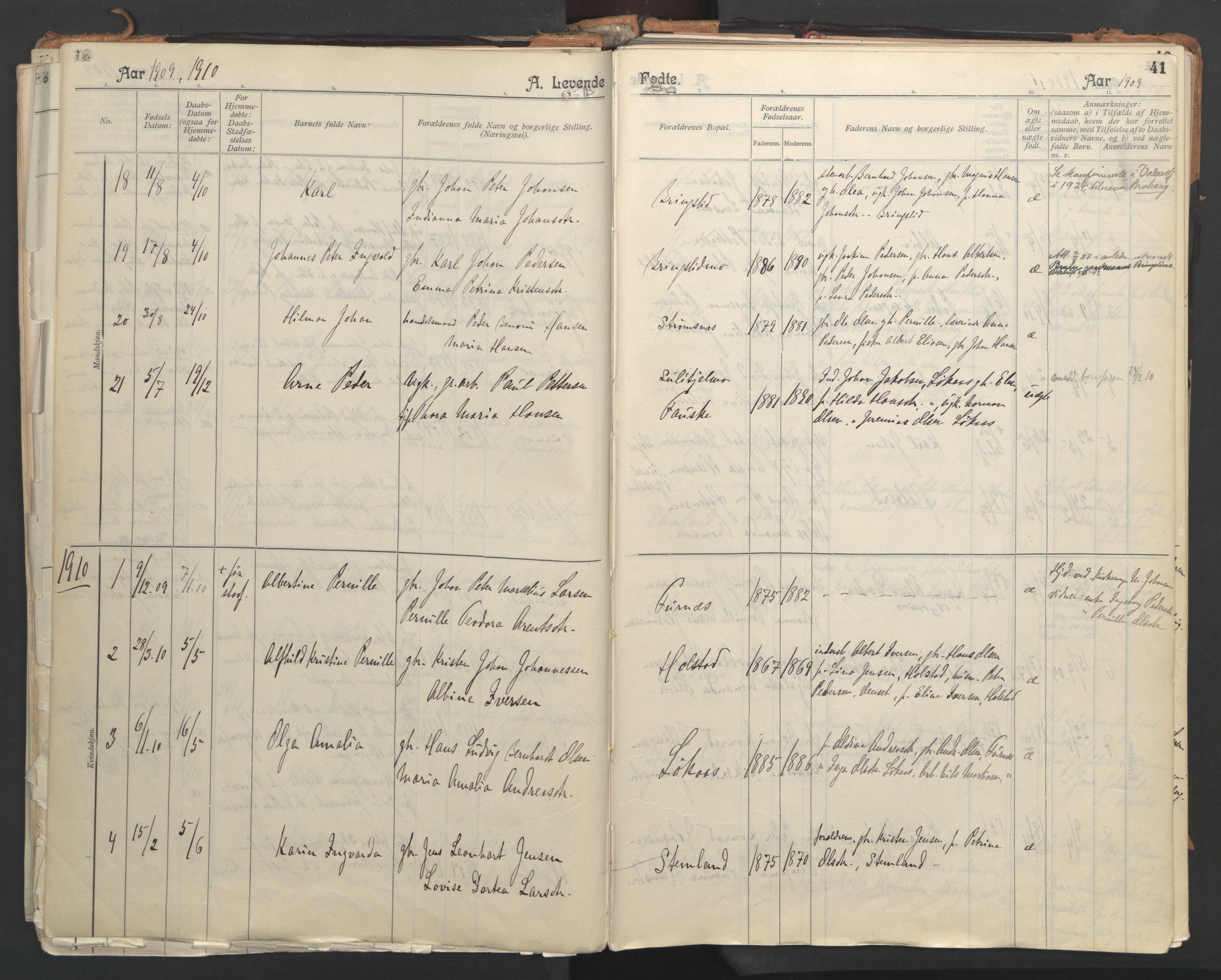 Ministerialprotokoller, klokkerbøker og fødselsregistre - Nordland, AV/SAT-A-1459/851/L0724: Parish register (official) no. 851A01, 1901-1922, p. 41