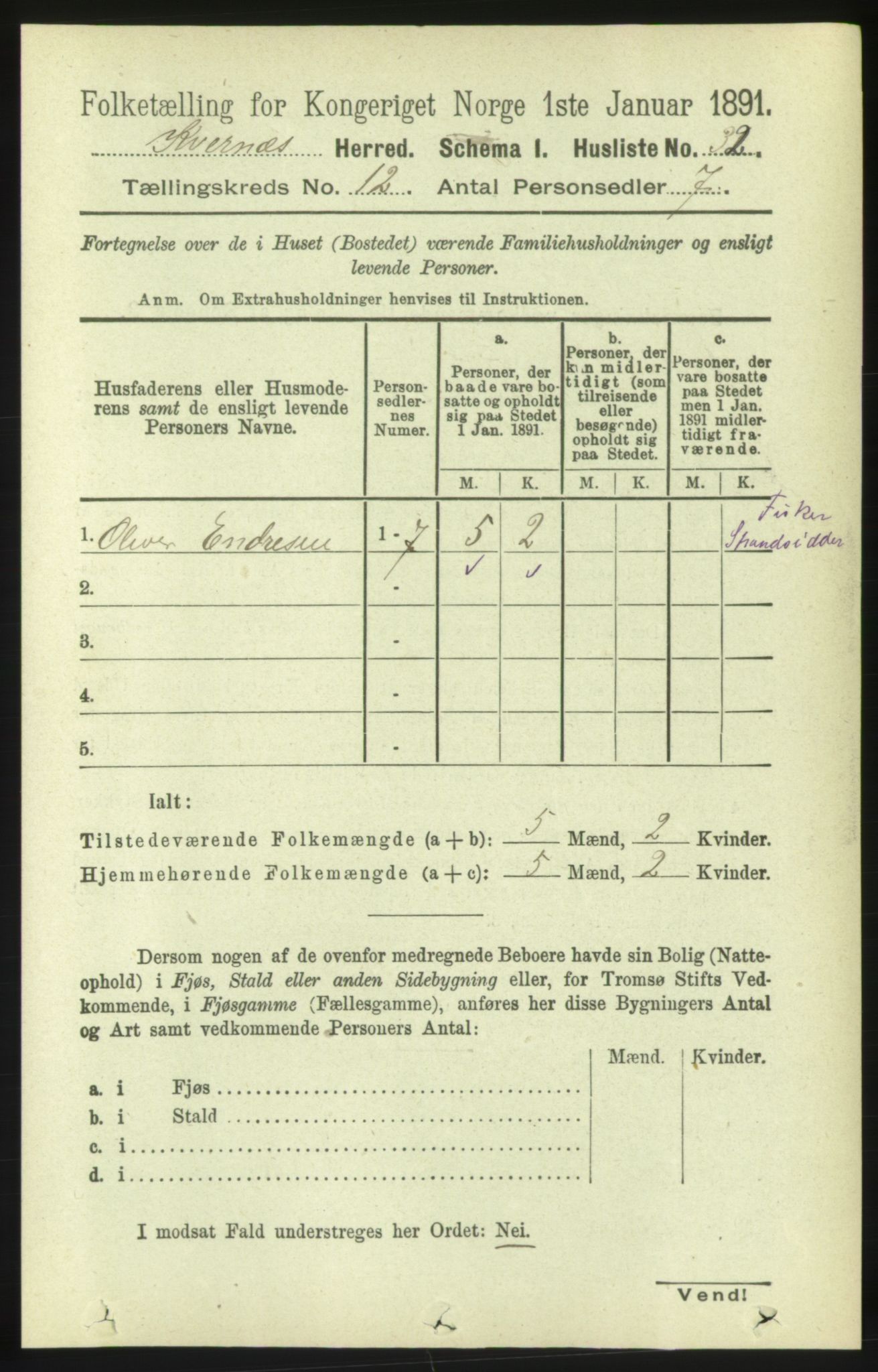 RA, 1891 census for 1553 Kvernes, 1891, p. 5195