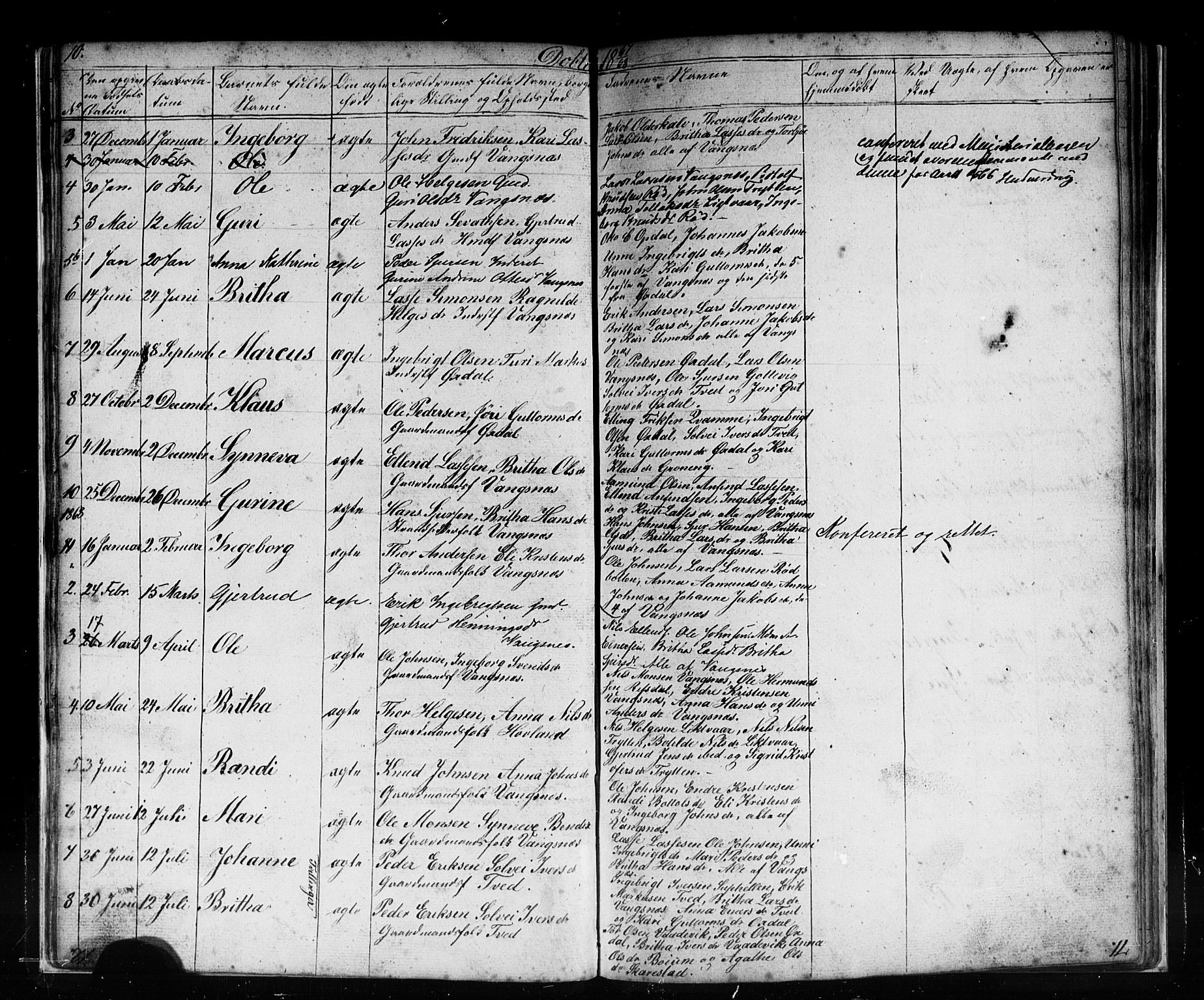 Vik sokneprestembete, AV/SAB-A-81501/H/Hab/Habc/L0001: Parish register (copy) no. C 1, 1853-1879, p. 10