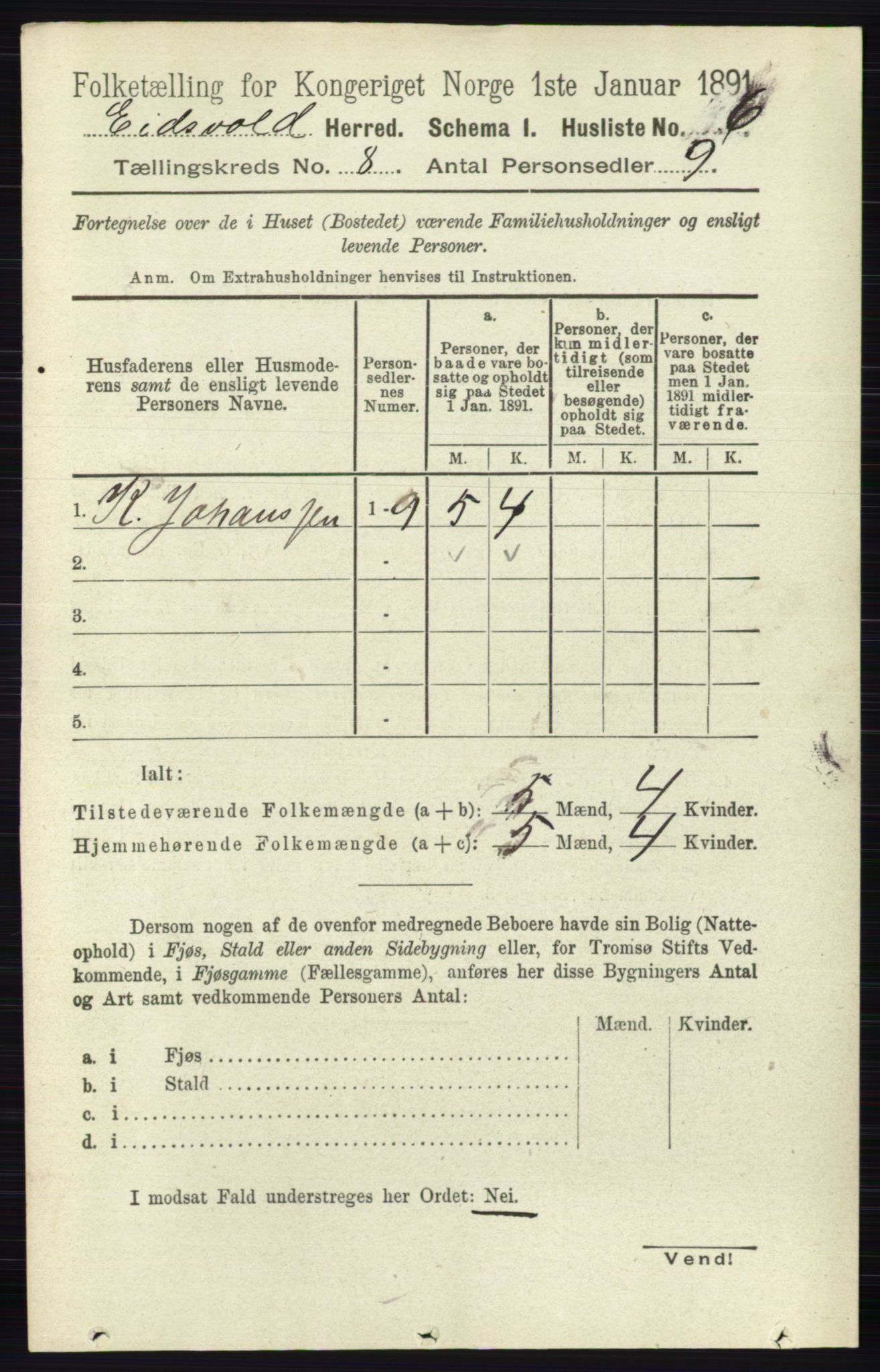 RA, 1891 census for 0237 Eidsvoll, 1891, p. 5109