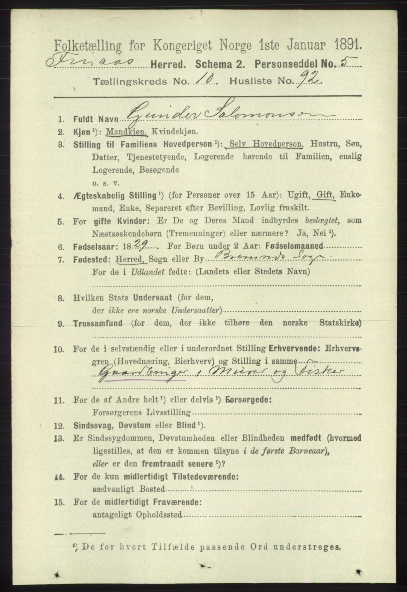 RA, 1891 census for 1218 Finnås, 1891, p. 5093