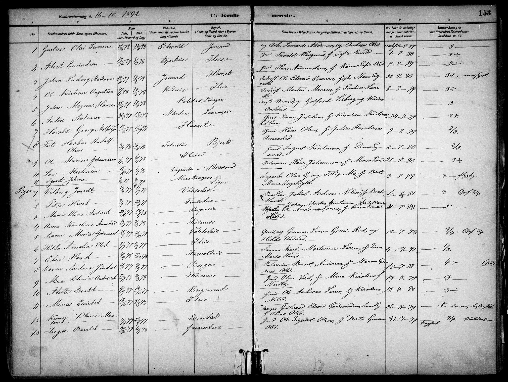 Nes prestekontor Kirkebøker, SAO/A-10410/F/Fb/L0002: Parish register (official) no. II 2, 1883-1918, p. 152-153