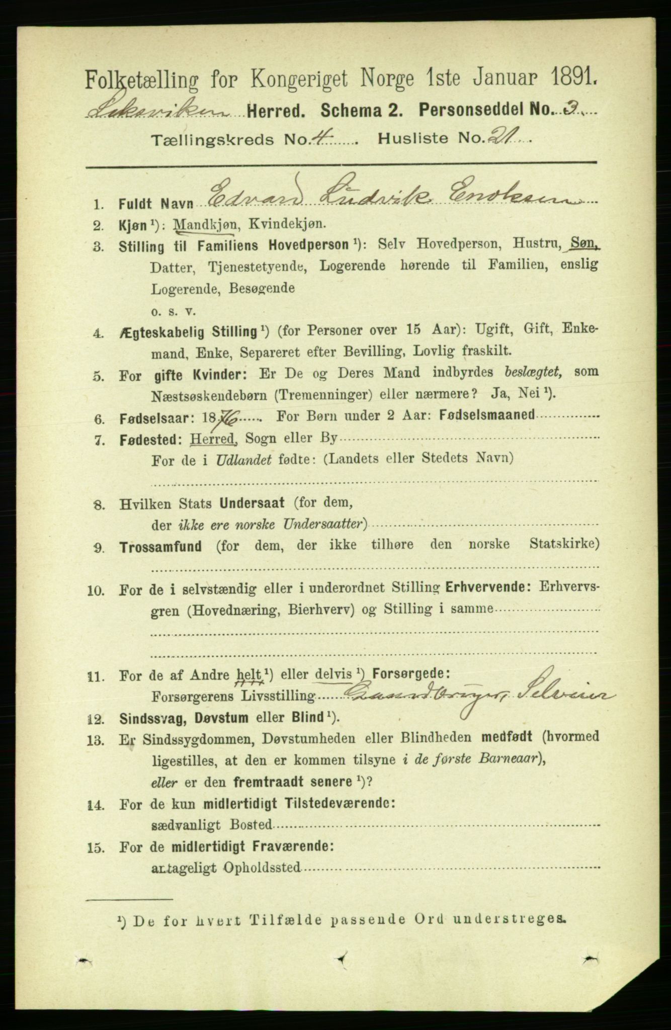 RA, 1891 census for 1718 Leksvik, 1891, p. 2050