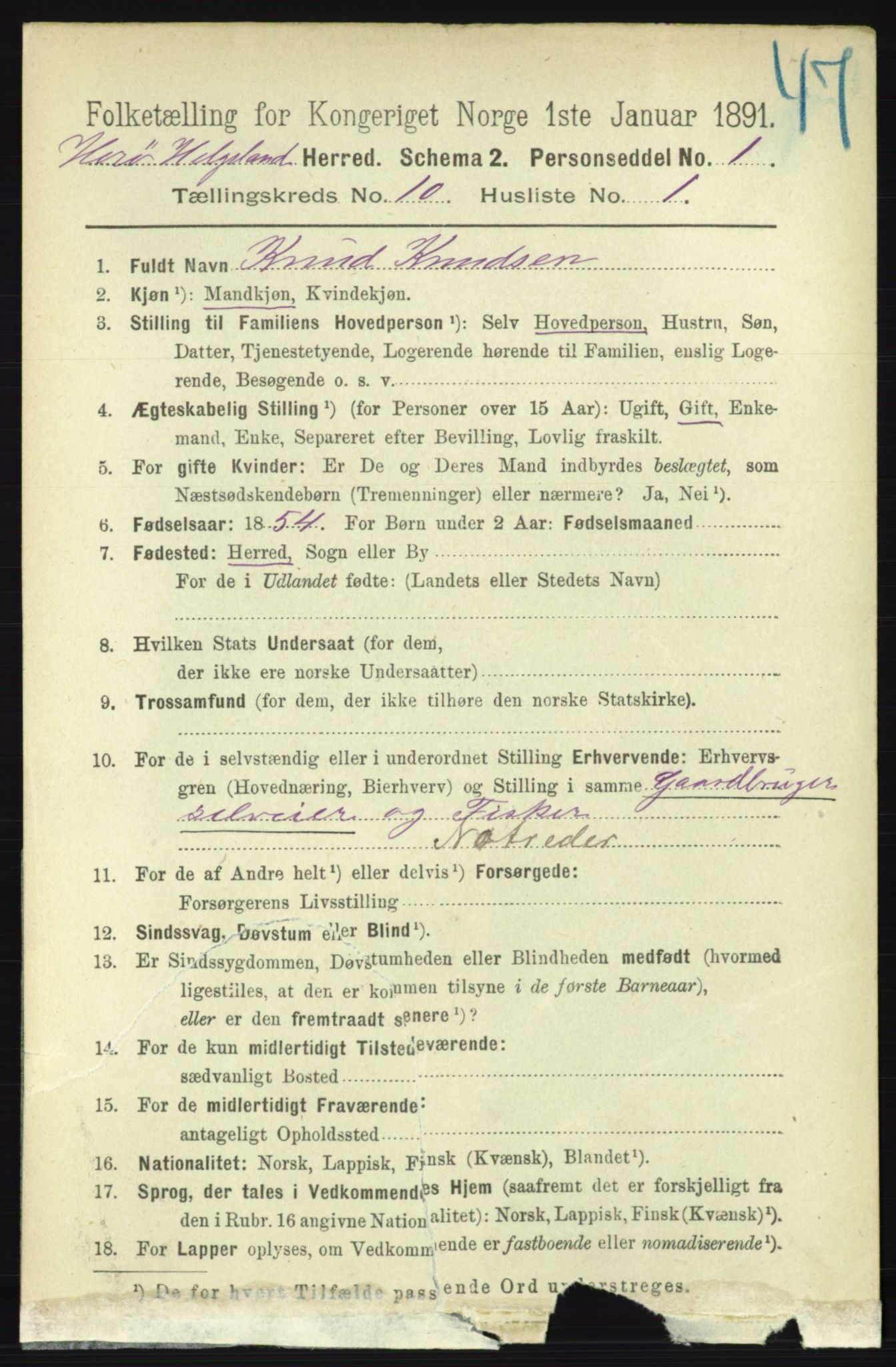 RA, 1891 census for 1818 Herøy, 1891, p. 3912