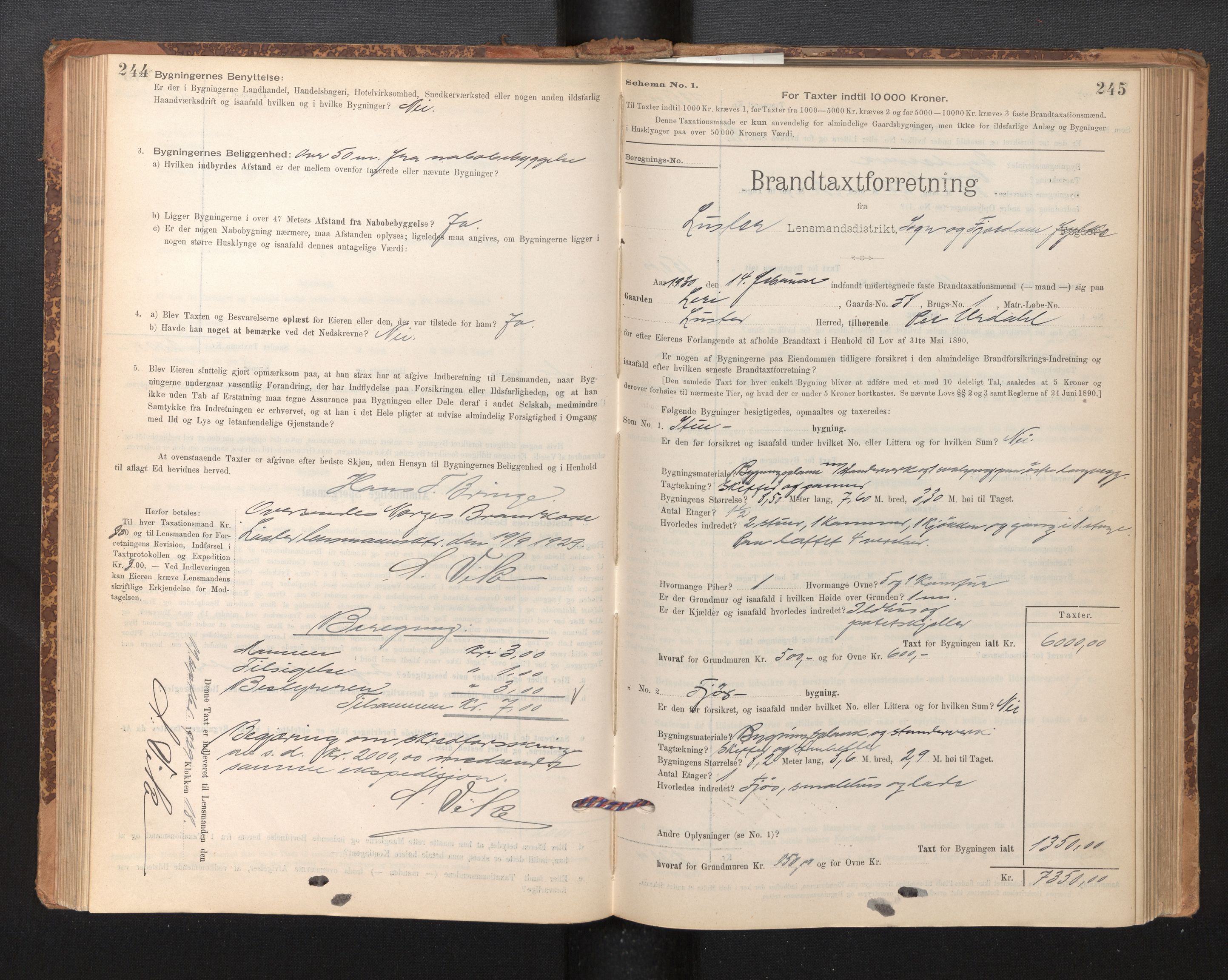 Lensmannen i Luster, SAB/A-29301/0012/L0007: Branntakstprotokoll, skjematakst, 1895-1935, p. 244-245