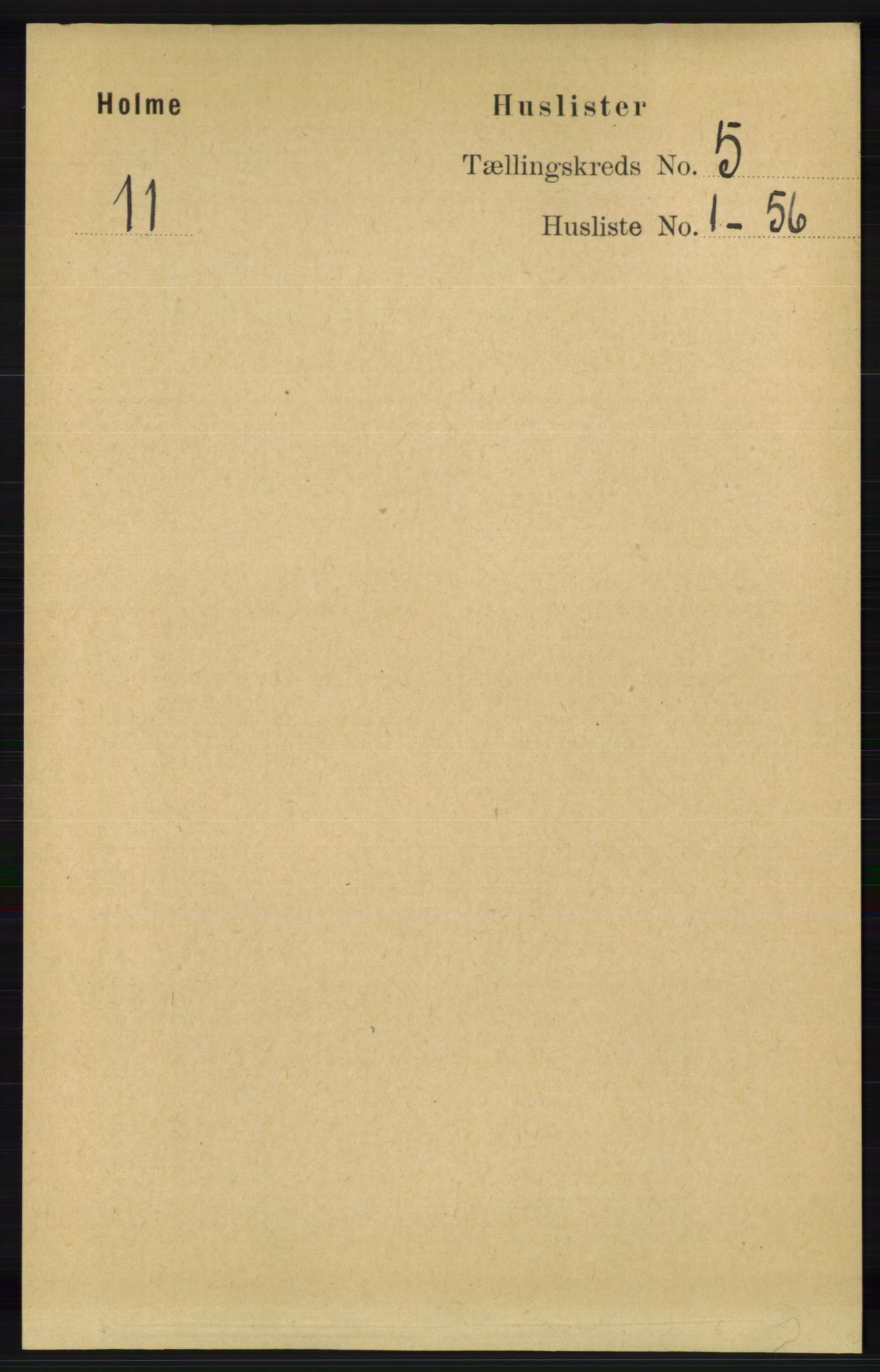RA, 1891 census for 1020 Holum, 1891, p. 1177