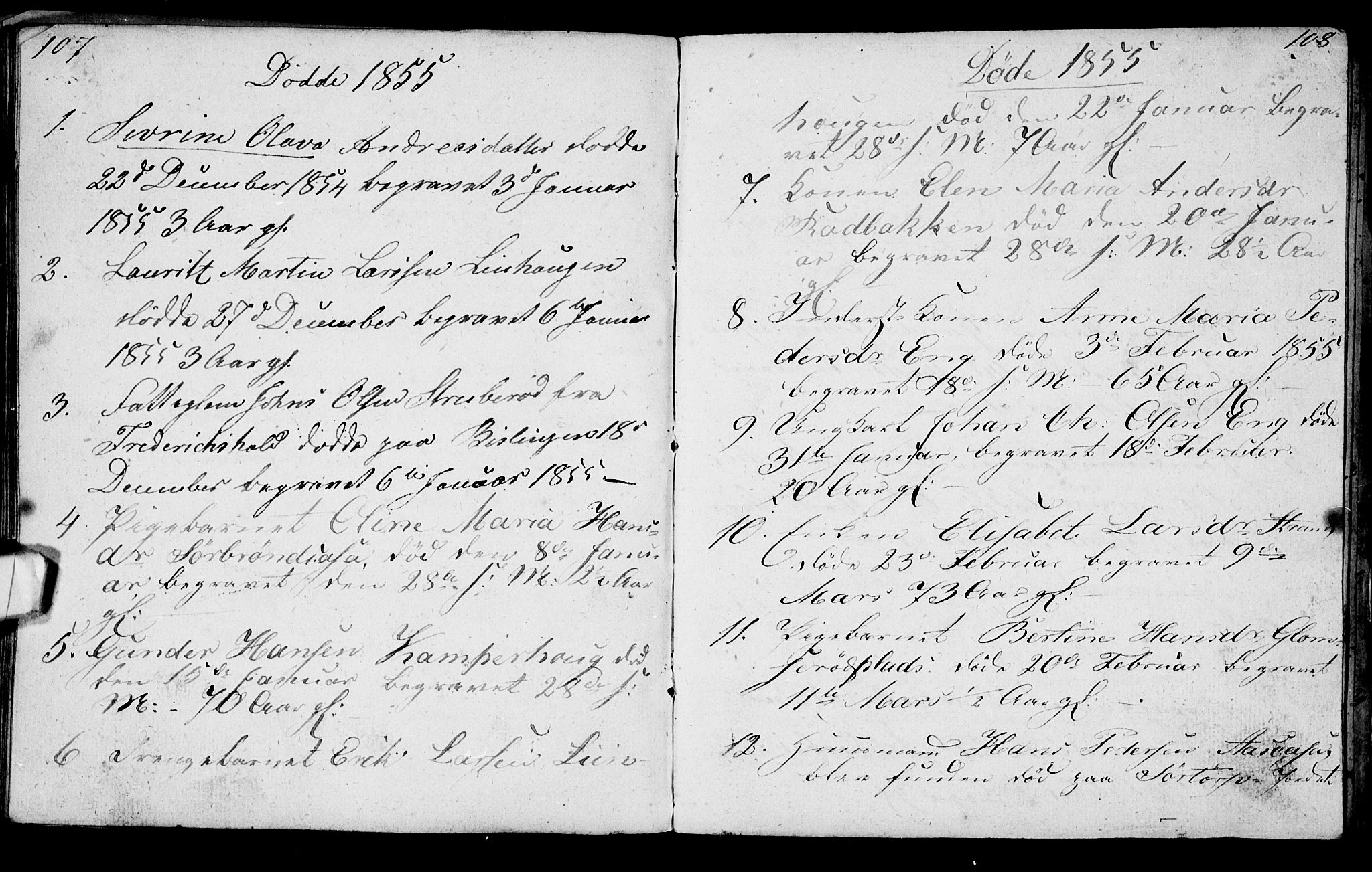 Berg prestekontor Kirkebøker, AV/SAO-A-10902/G/Gc/L0001: Parish register (copy) no. III 1, 1844-1855, p. 107-108