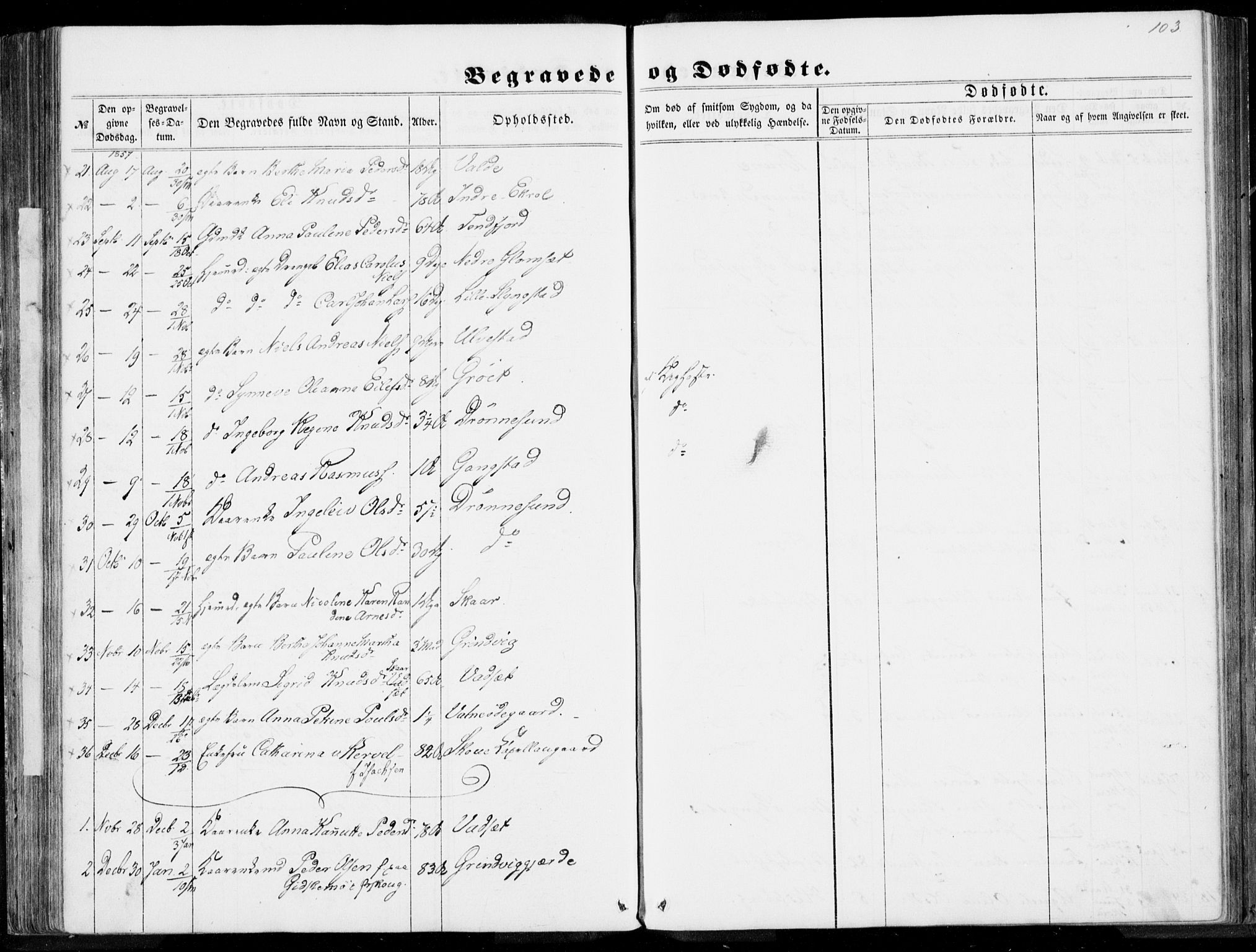 Ministerialprotokoller, klokkerbøker og fødselsregistre - Møre og Romsdal, SAT/A-1454/524/L0354: Parish register (official) no. 524A06, 1857-1863, p. 103
