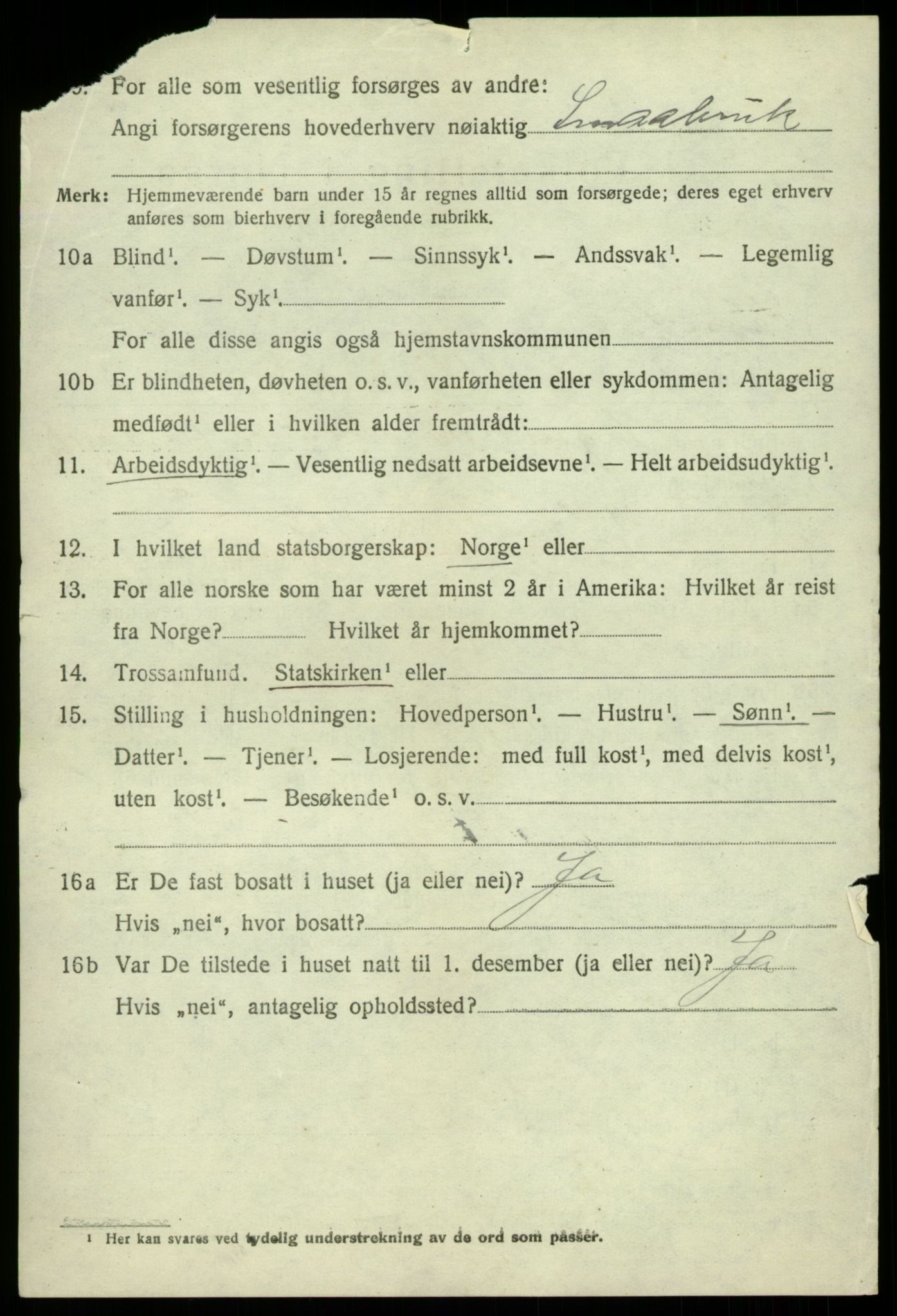 SAB, 1920 census for Jondal, 1920, p. 2847