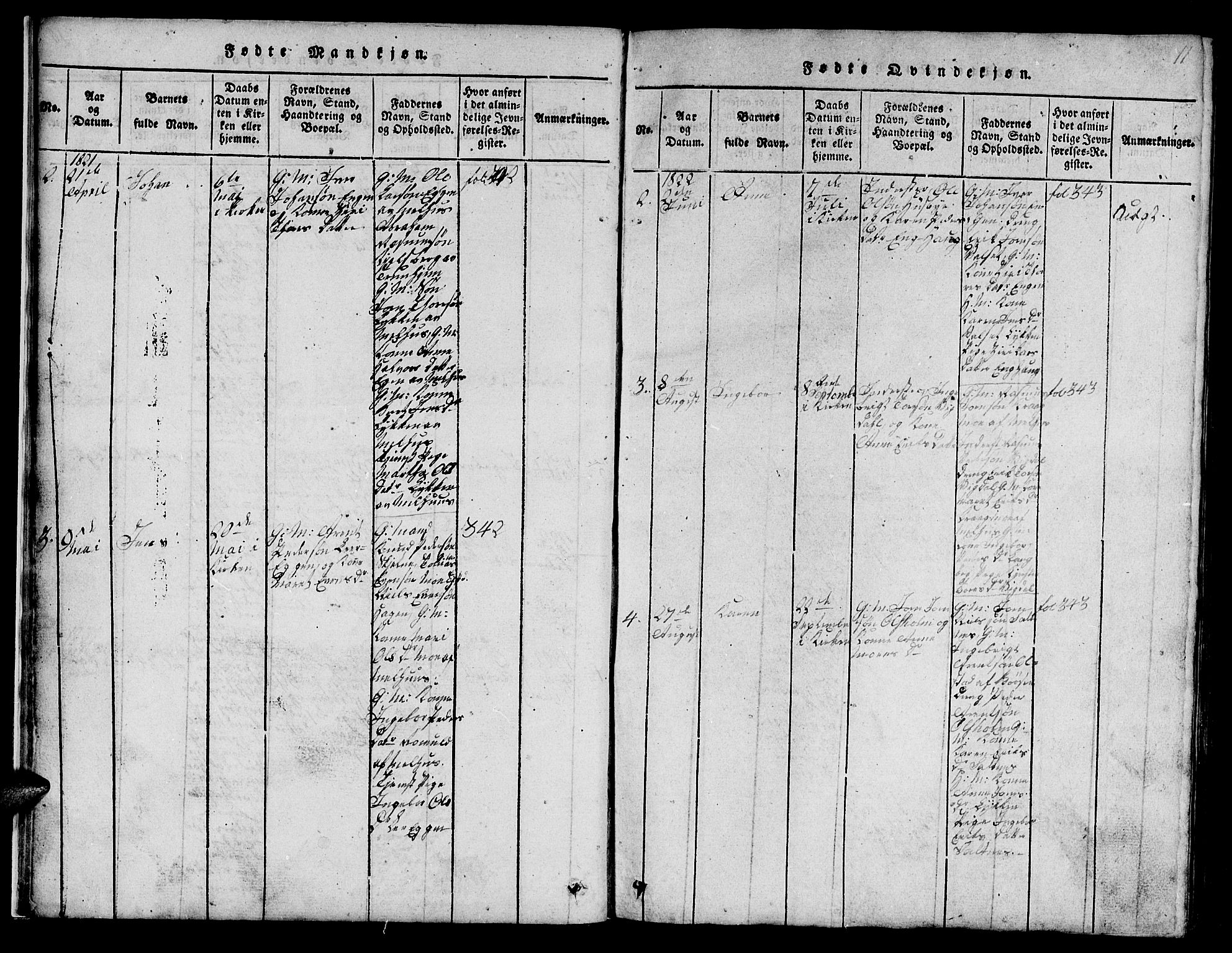 Ministerialprotokoller, klokkerbøker og fødselsregistre - Sør-Trøndelag, SAT/A-1456/666/L0788: Parish register (copy) no. 666C01, 1816-1847, p. 11