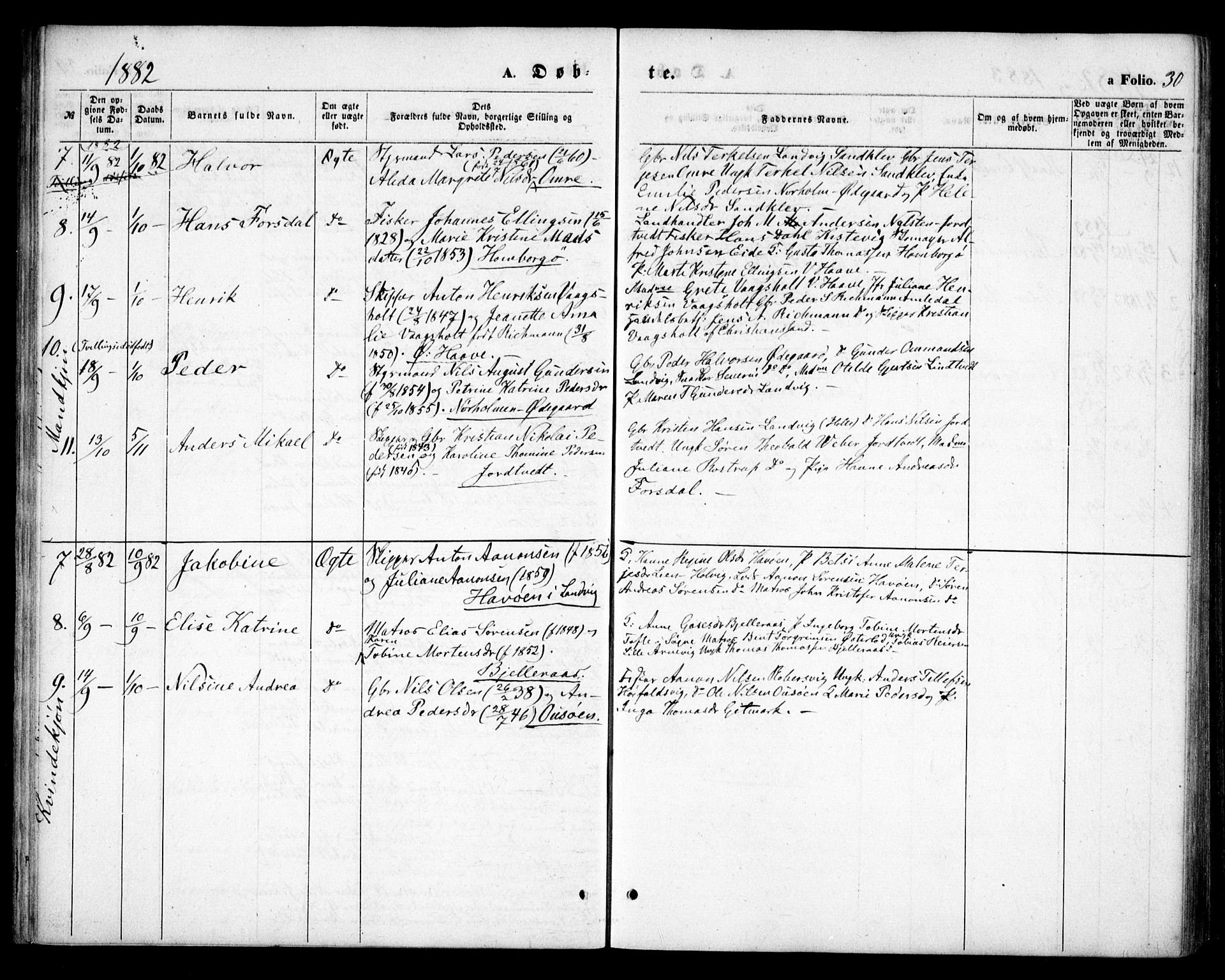 Hommedal sokneprestkontor, SAK/1111-0023/F/Fa/Faa/L0002: Parish register (official) no. A 2, 1861-1884, p. 30