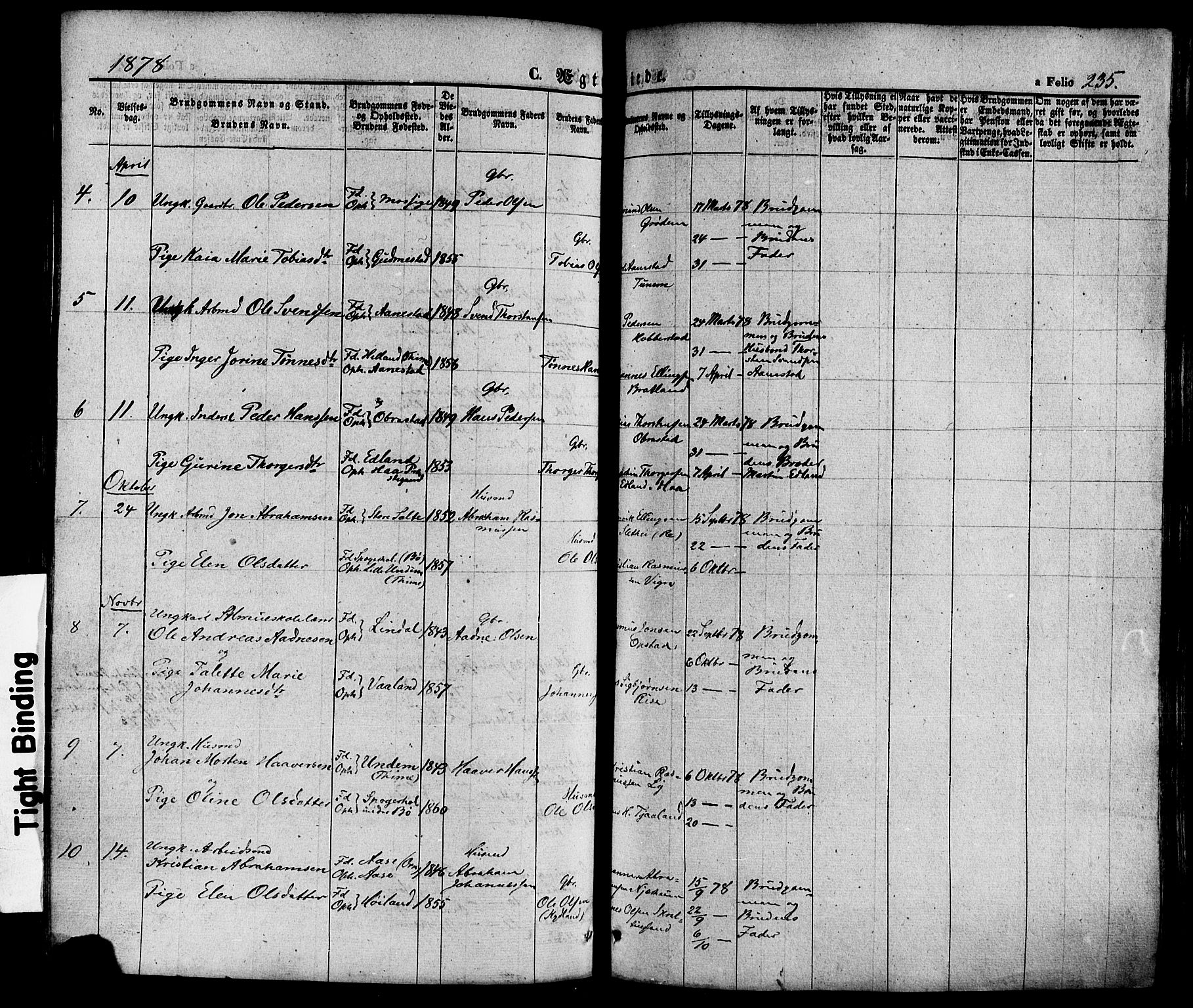 Hå sokneprestkontor, AV/SAST-A-101801/001/30BA/L0008: Parish register (official) no. A 7, 1853-1878, p. 235