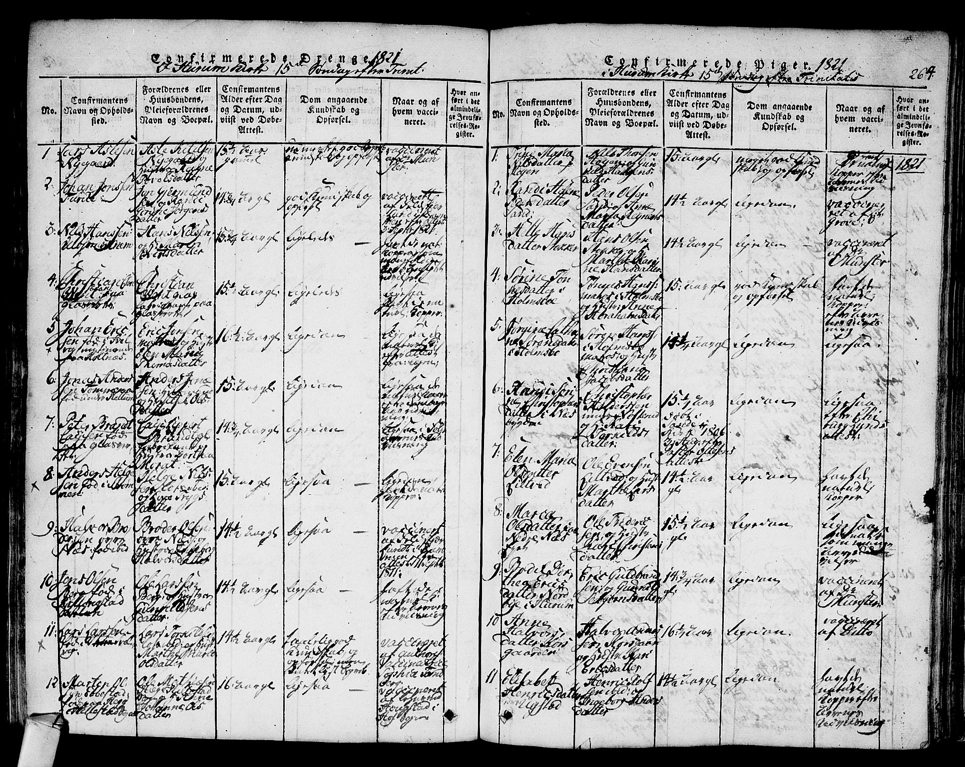 Hurum kirkebøker, SAKO/A-229/F/Fa/L0009: Parish register (official) no. 9, 1816-1826, p. 264