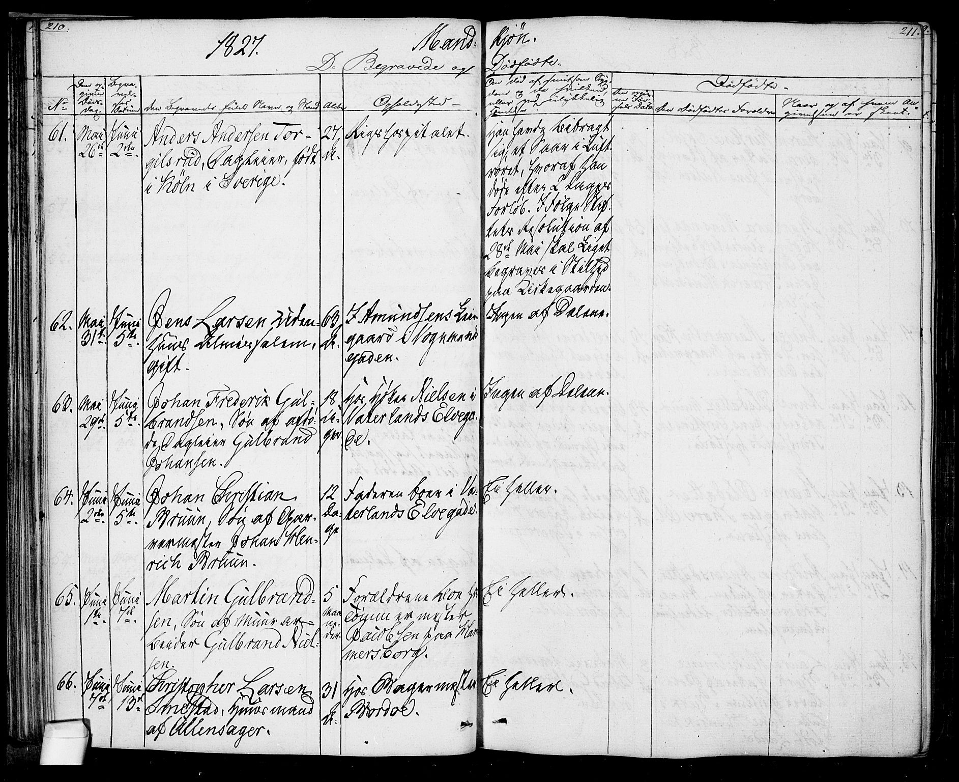 Oslo domkirke Kirkebøker, AV/SAO-A-10752/F/Fa/L0022: Parish register (official) no. 22, 1824-1829, p. 210-211