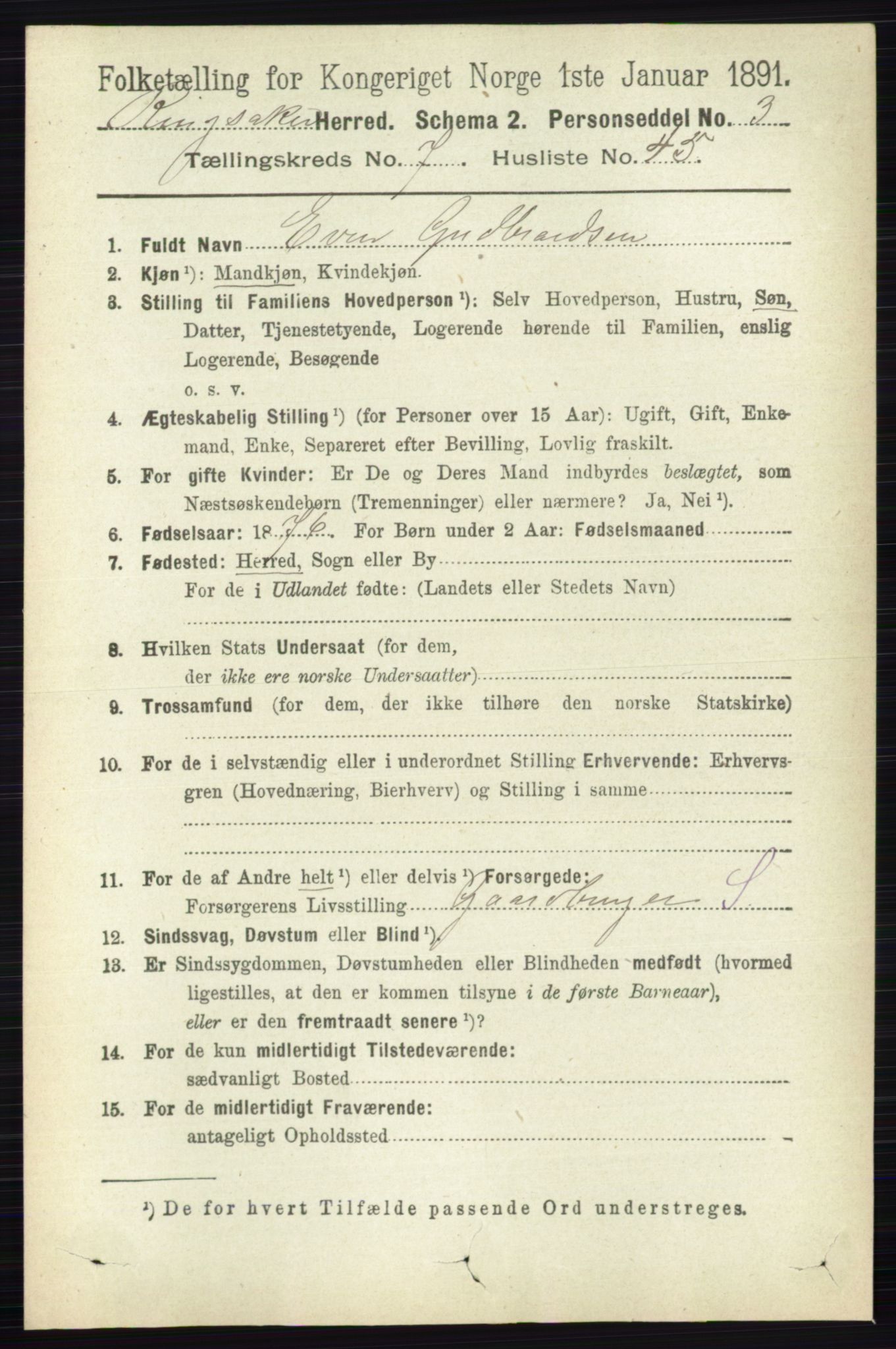 RA, 1891 census for 0412 Ringsaker, 1891, p. 4194