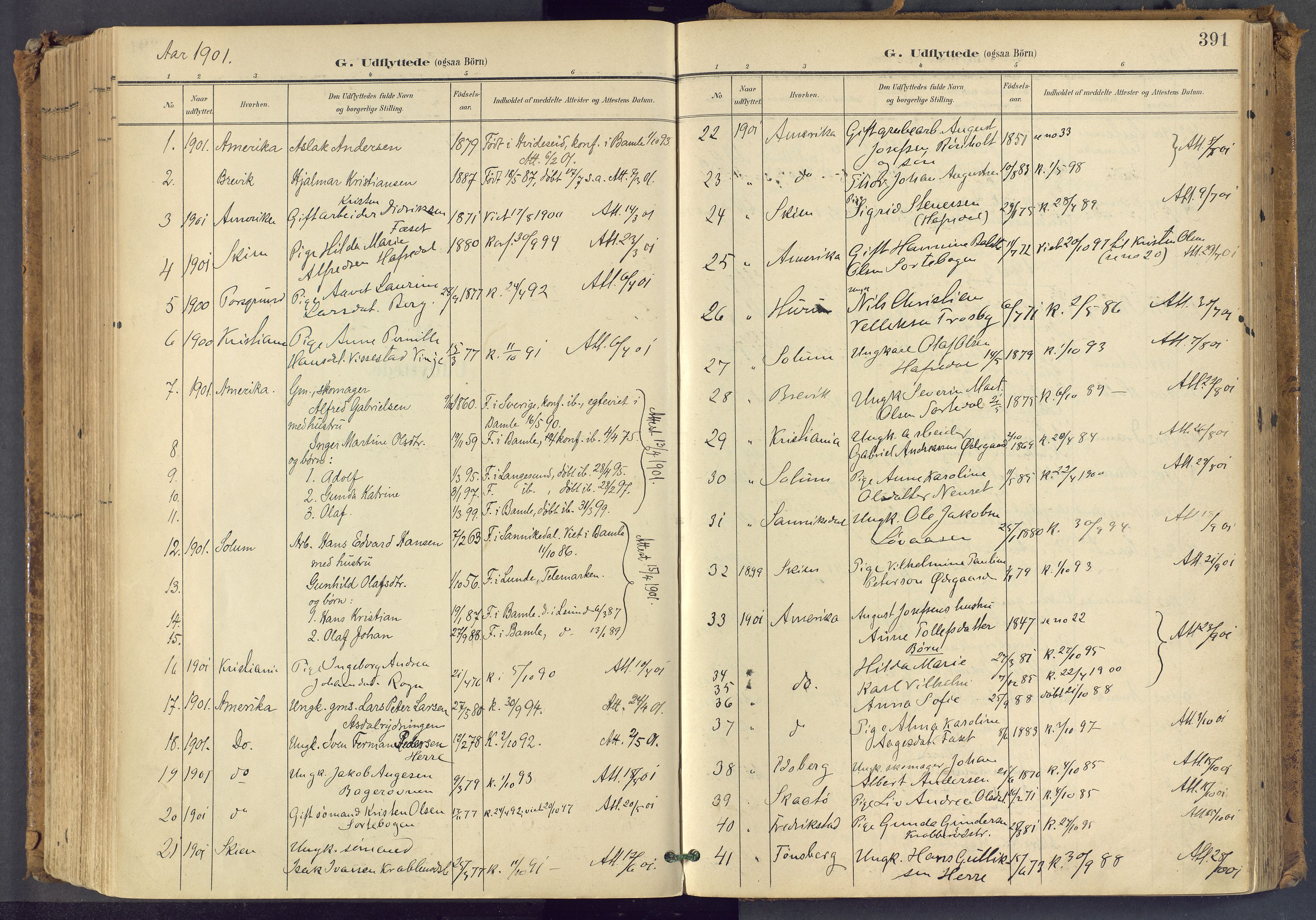 Bamble kirkebøker, SAKO/A-253/F/Fa/L0009: Parish register (official) no. I 9, 1901-1917, p. 391