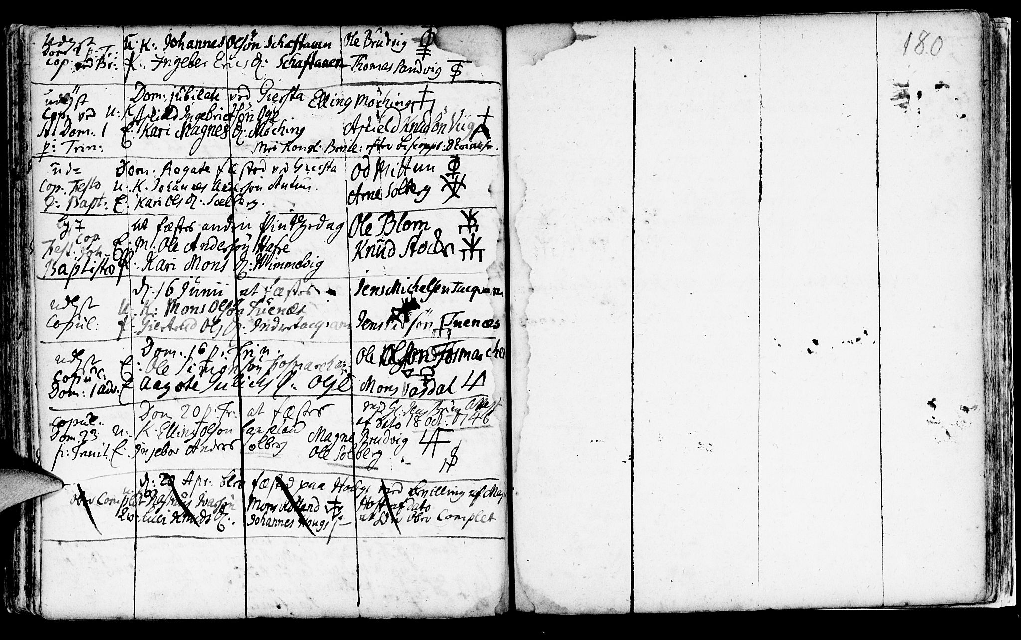 Haus sokneprestembete, SAB/A-75601/H/Haa: Parish register (official) no. A 5, 1733-1747, p. 180