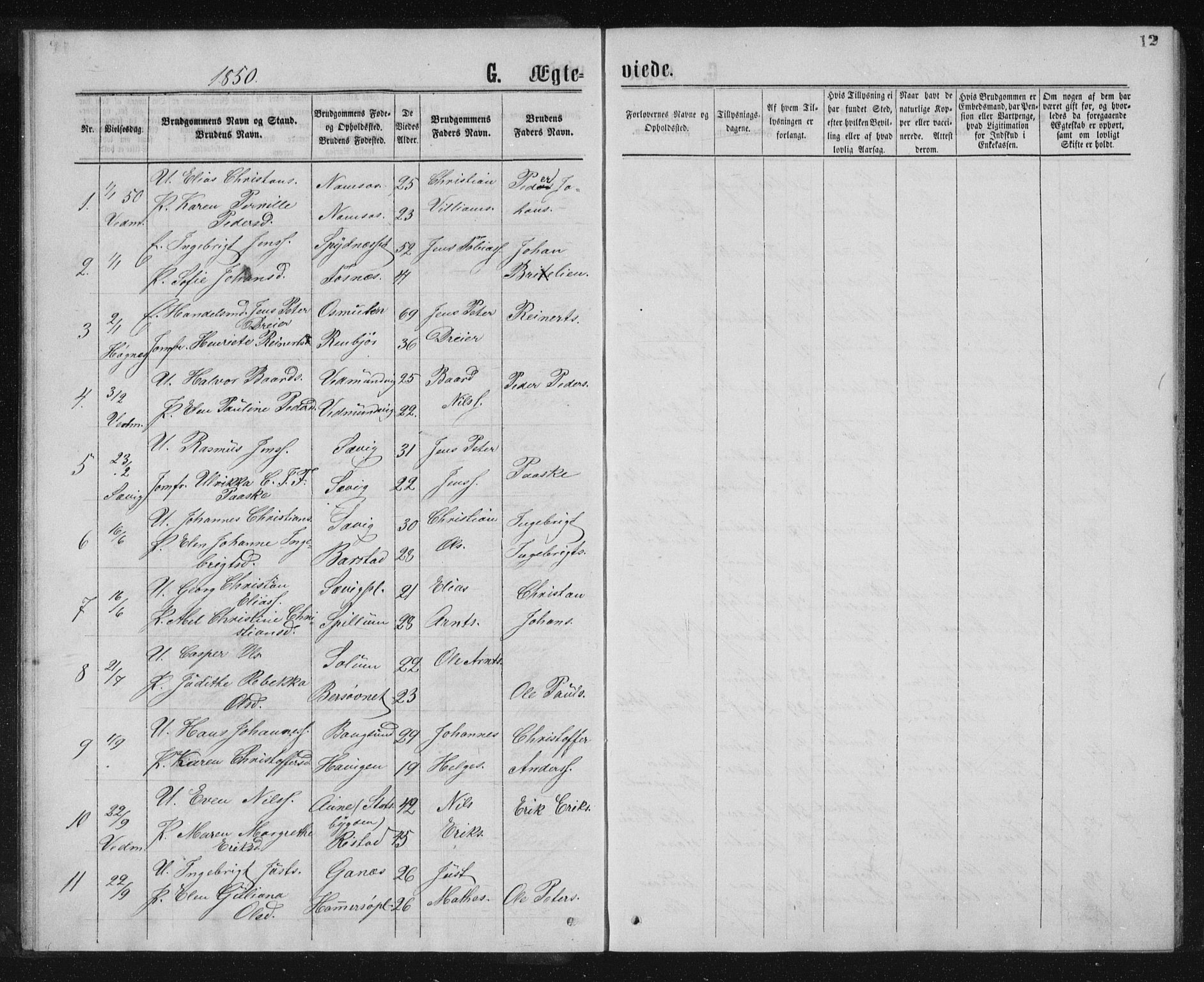 Ministerialprotokoller, klokkerbøker og fødselsregistre - Nord-Trøndelag, AV/SAT-A-1458/768/L0568: Parish register (official) no. 768A03, 1836-1865, p. 12