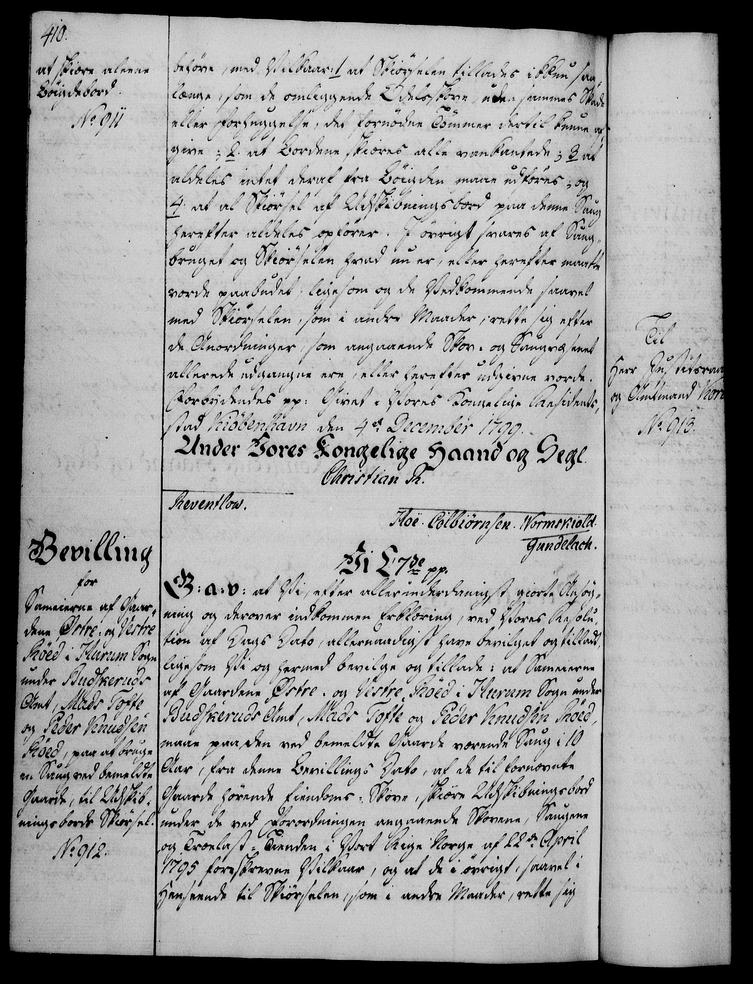 Rentekammeret, Kammerkanselliet, AV/RA-EA-3111/G/Gg/Gga/L0016: Norsk ekspedisjonsprotokoll med register (merket RK 53.16), 1794-1800, p. 410