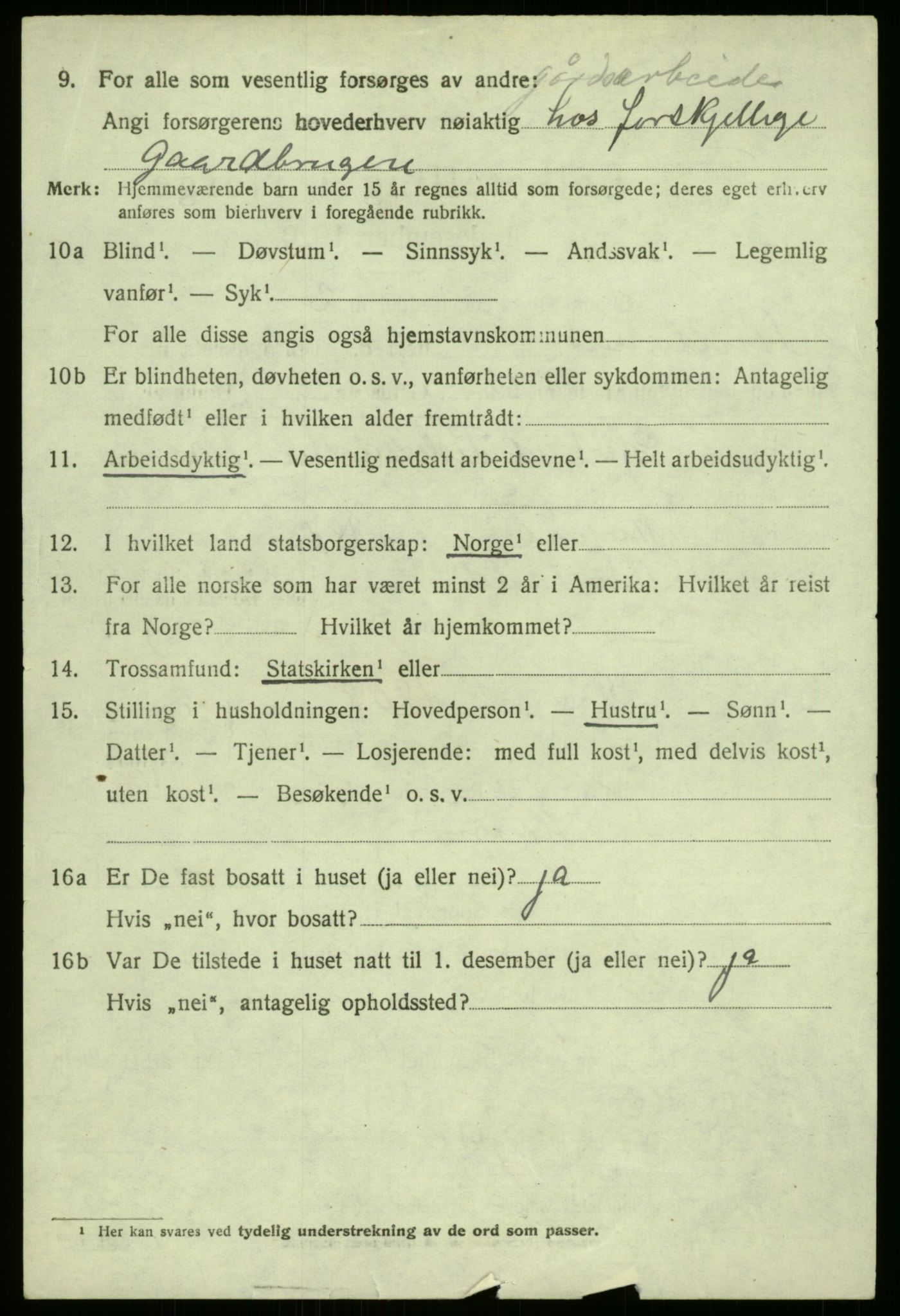 SAB, 1920 census for Aurland, 1920, p. 3863