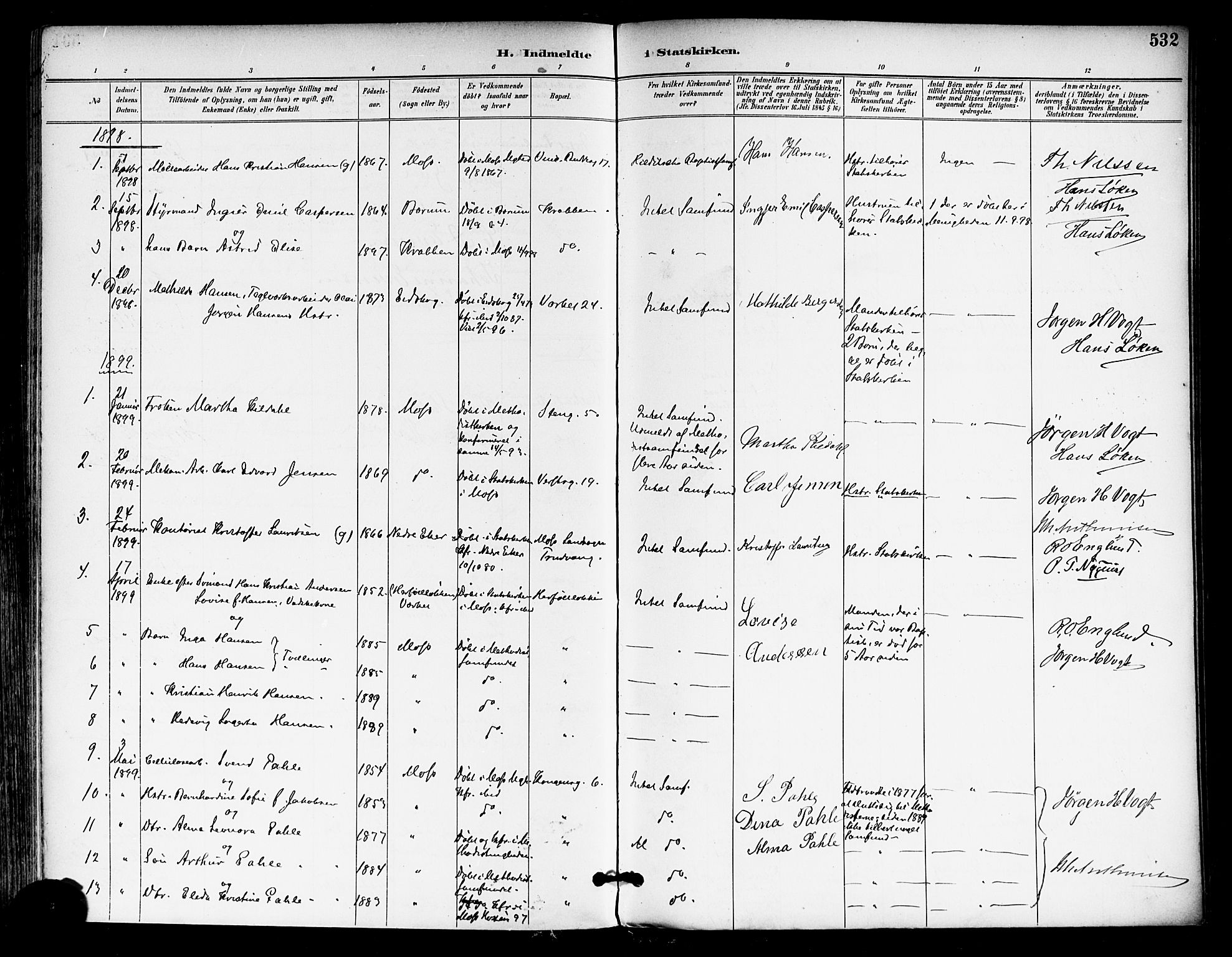 Moss prestekontor Kirkebøker, AV/SAO-A-2003/F/Fb/L0003: Parish register (official) no. II 3, 1894-1901, p. 532