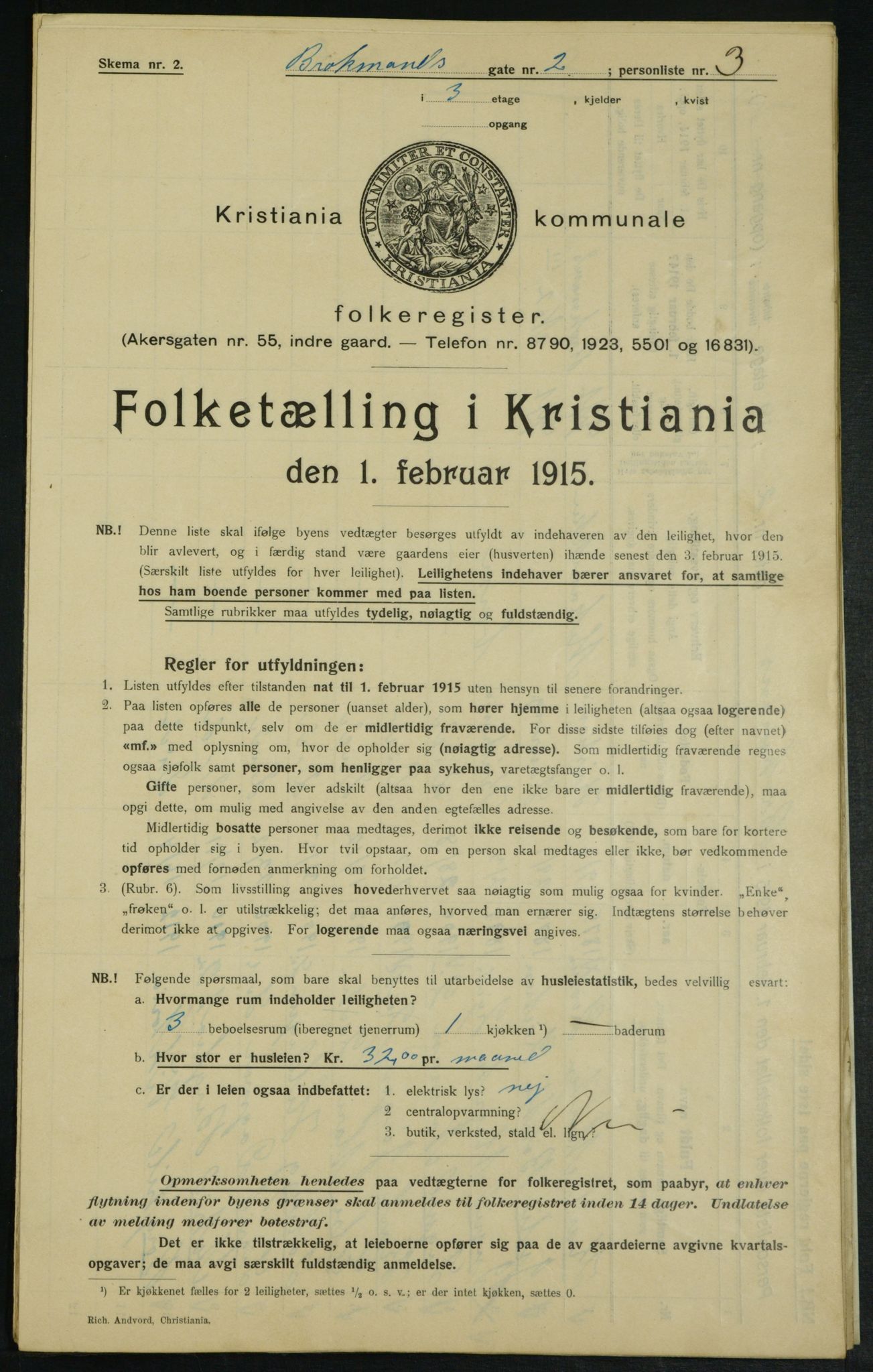 OBA, Municipal Census 1915 for Kristiania, 1915, p. 9558