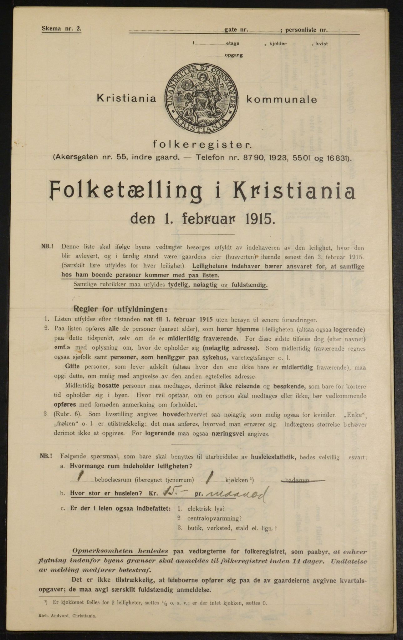 OBA, Municipal Census 1915 for Kristiania, 1915, p. 123093