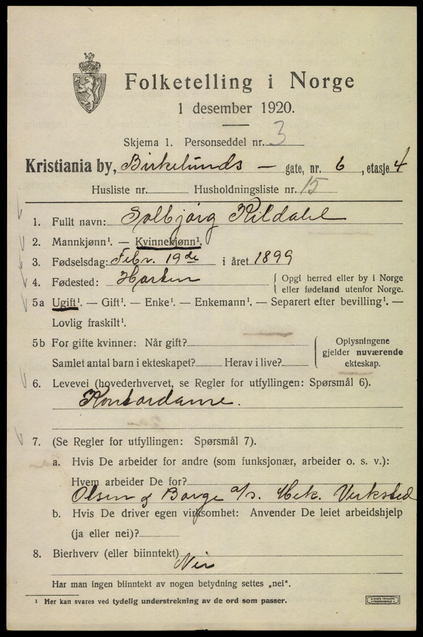 SAO, 1920 census for Kristiania, 1920, p. 156989