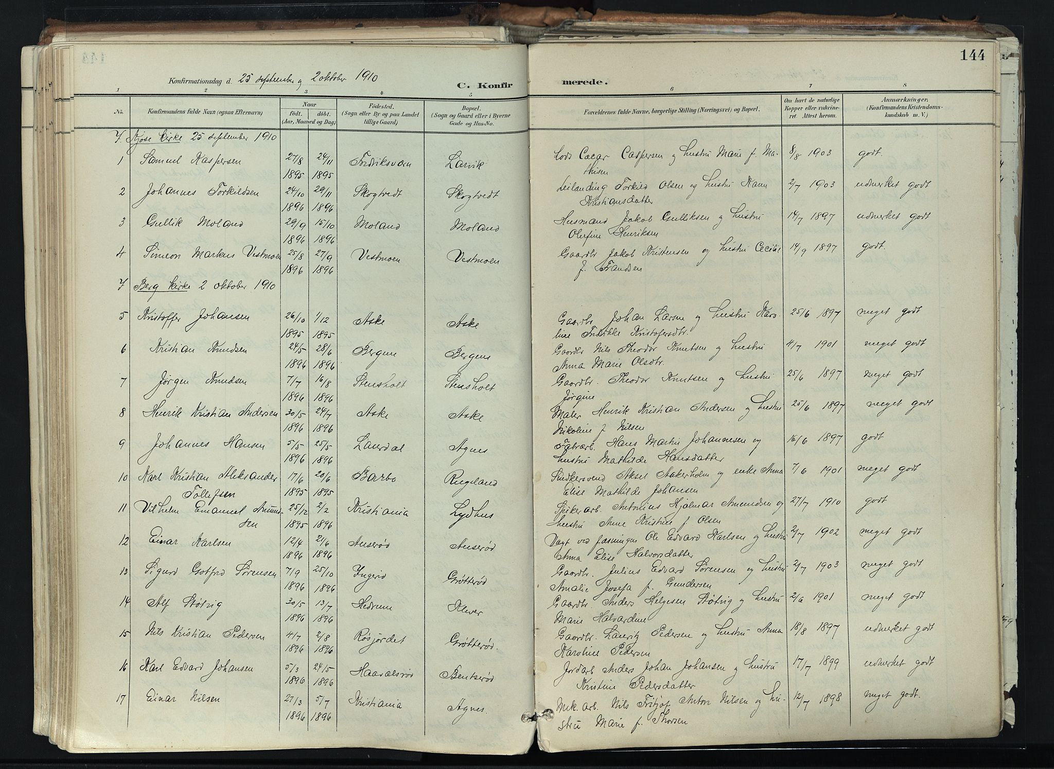 Brunlanes kirkebøker, SAKO/A-342/F/Fc/L0003: Parish register (official) no. III 3, 1900-1922, p. 144