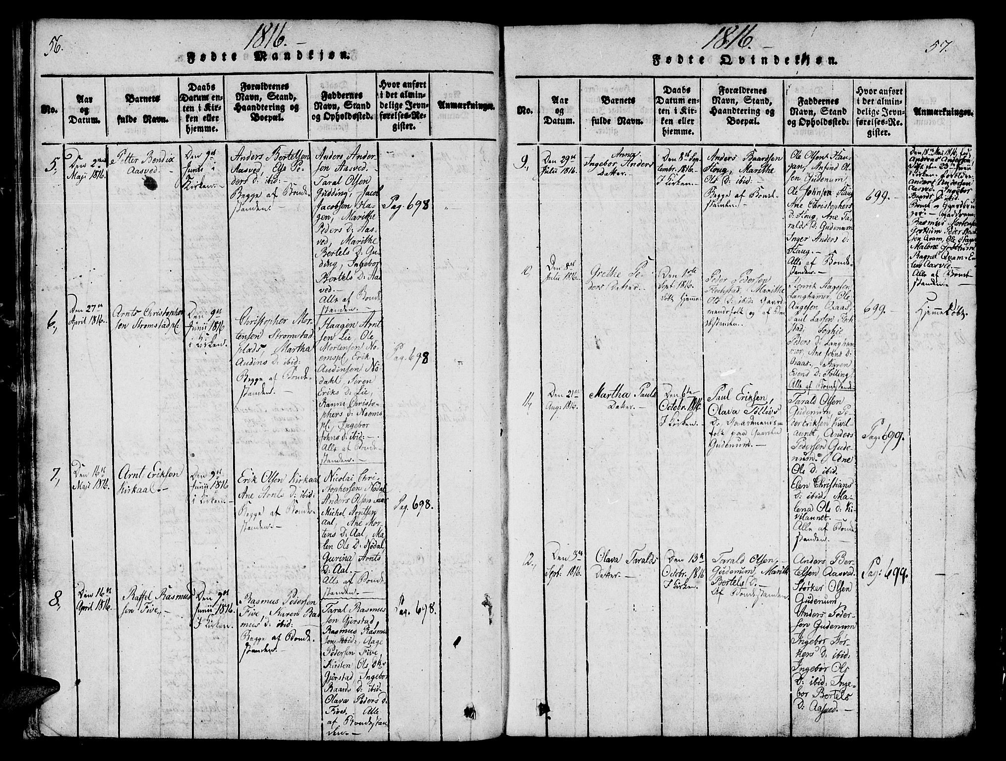 Ministerialprotokoller, klokkerbøker og fødselsregistre - Nord-Trøndelag, SAT/A-1458/746/L0441: Parish register (official) no. 746A03 /2, 1816-1827, p. 56-57