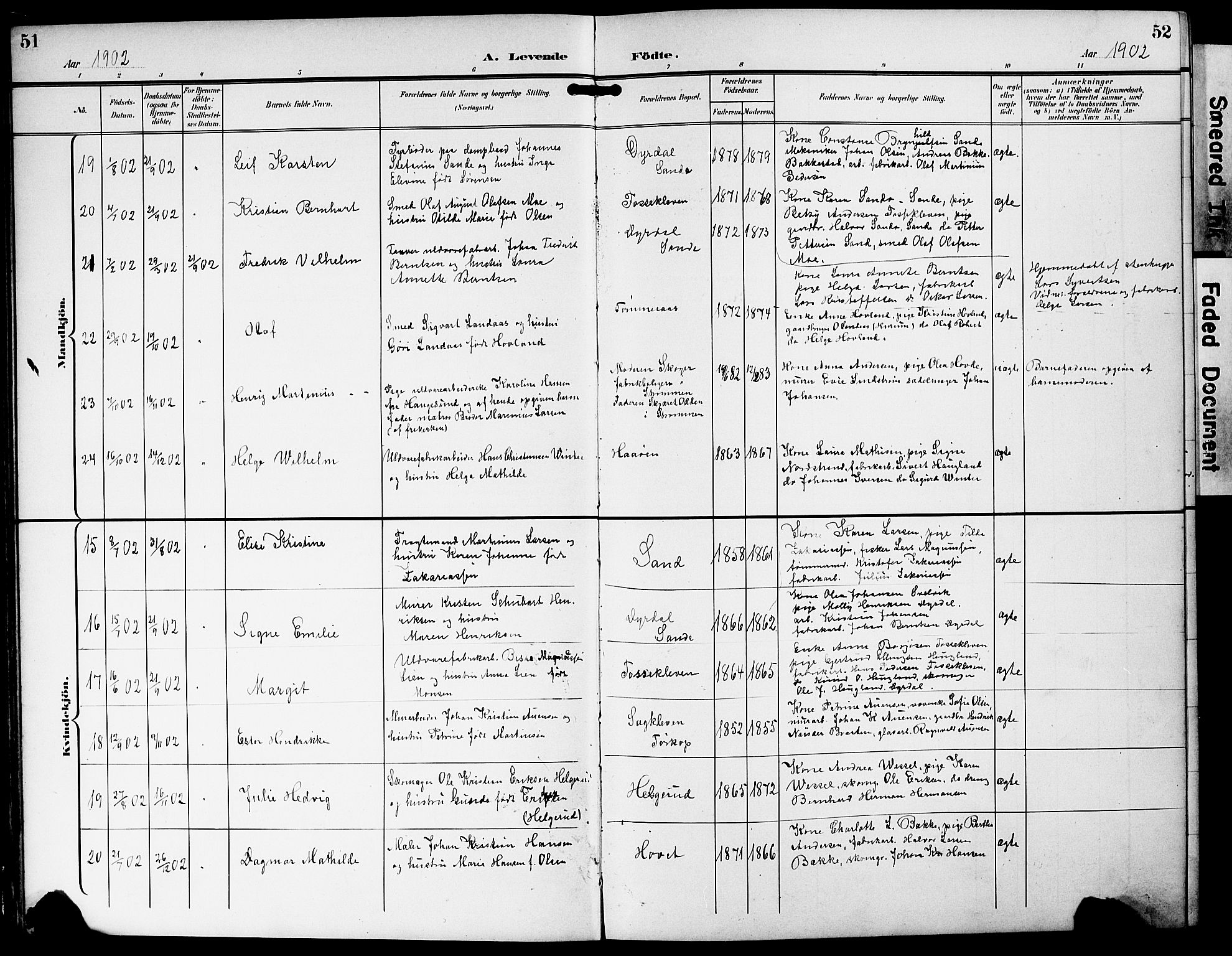 Strømm kirkebøker, AV/SAKO-A-322/G/Ga/L0004: Parish register (copy) no. I 4, 1897-1927, p. 51-52