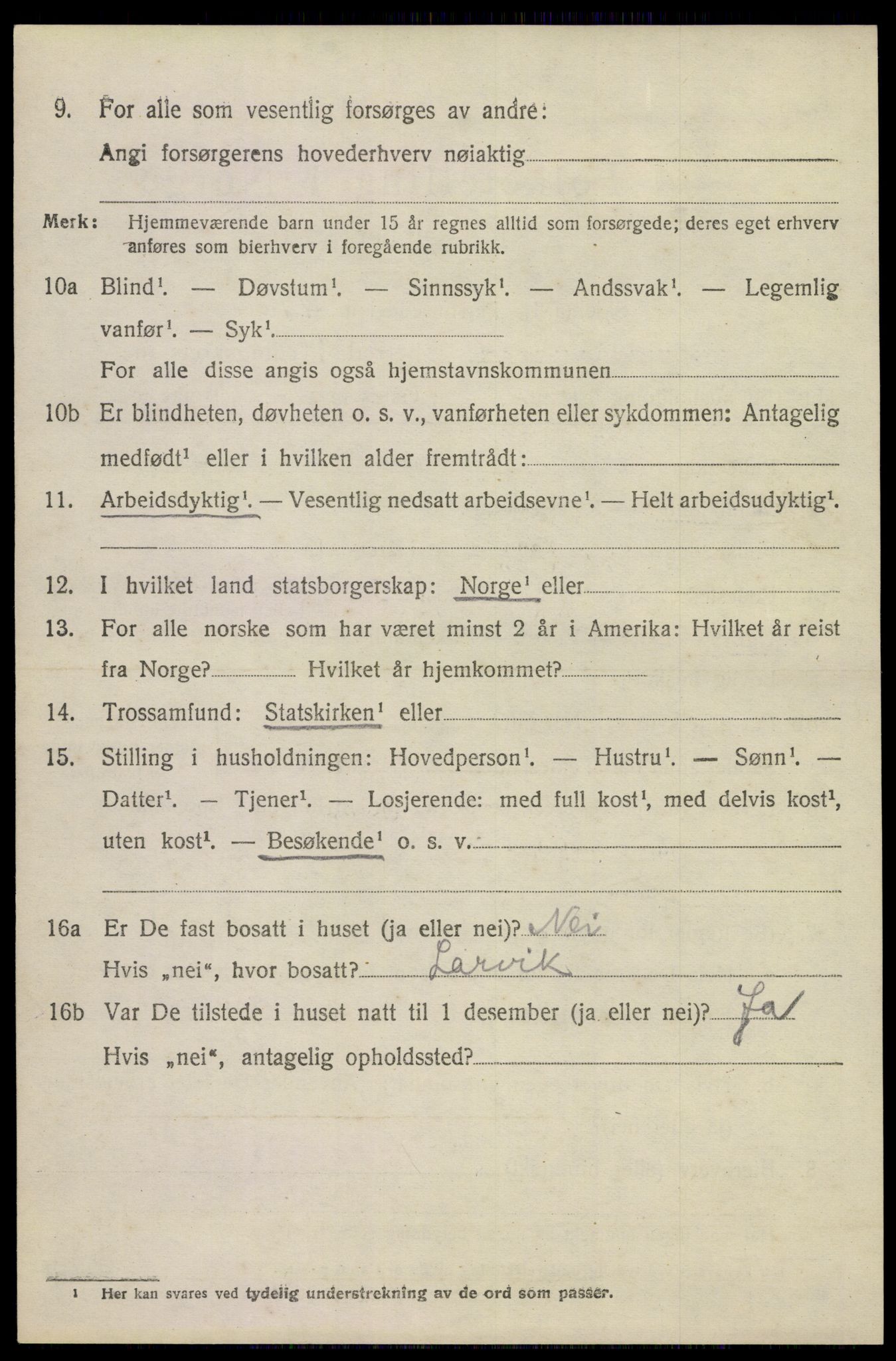 SAKO, 1920 census for Brunlanes, 1920, p. 7076