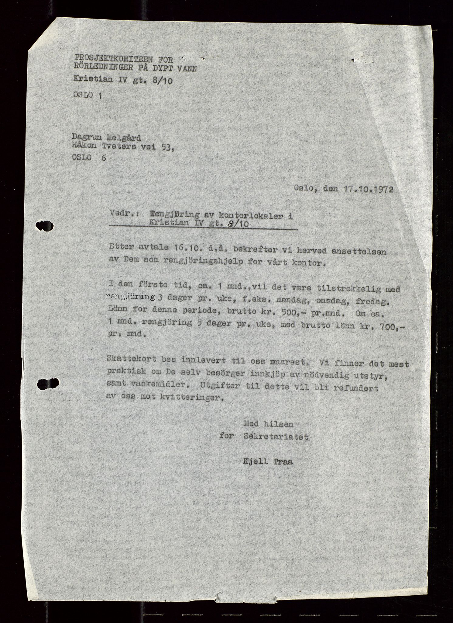 Industridepartementet, Oljekontoret, AV/SAST-A-101348/Di/L0002: DWP, måneds- kvartals- halvårs- og årsrapporter, økonomi, personell, div., 1972-1974, p. 563