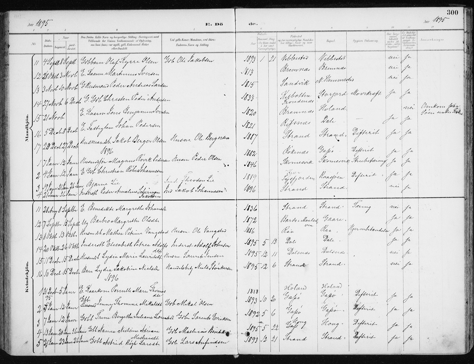 Kvæfjord sokneprestkontor, AV/SATØ-S-1323/G/Ga/Gaa/L0006kirke: Parish register (official) no. 6, 1895-1914, p. 300