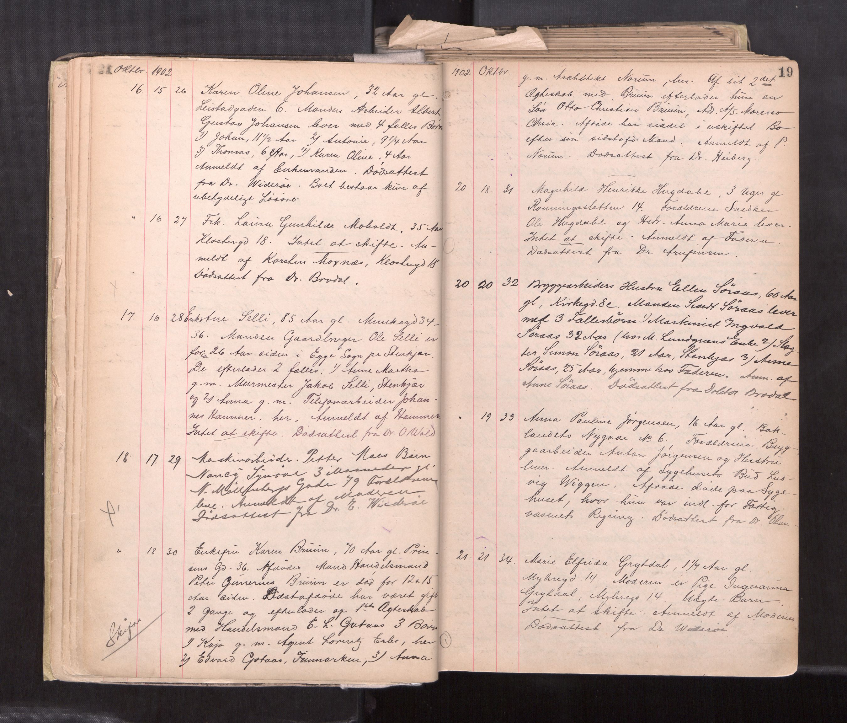 Trondheim byfogd, AV/SAT-A-0003/1/3/3L/L0006: Dødsanmeldelsesprotokoll - U, 1902-1908, p. 18