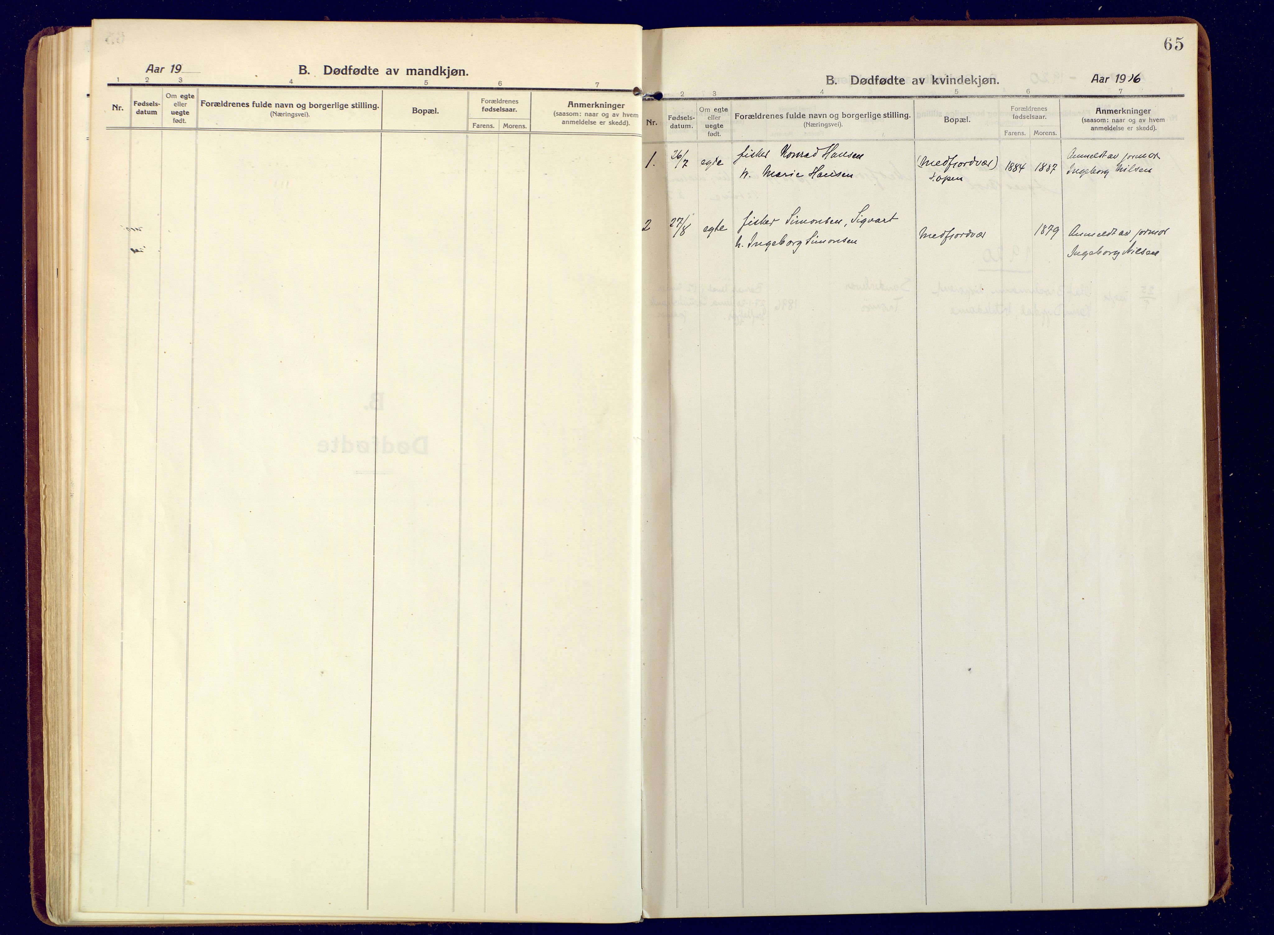 Berg sokneprestkontor, AV/SATØ-S-1318/G/Ga/Gaa/L0009kirke: Parish register (official) no. 9, 1916-1928, p. 65