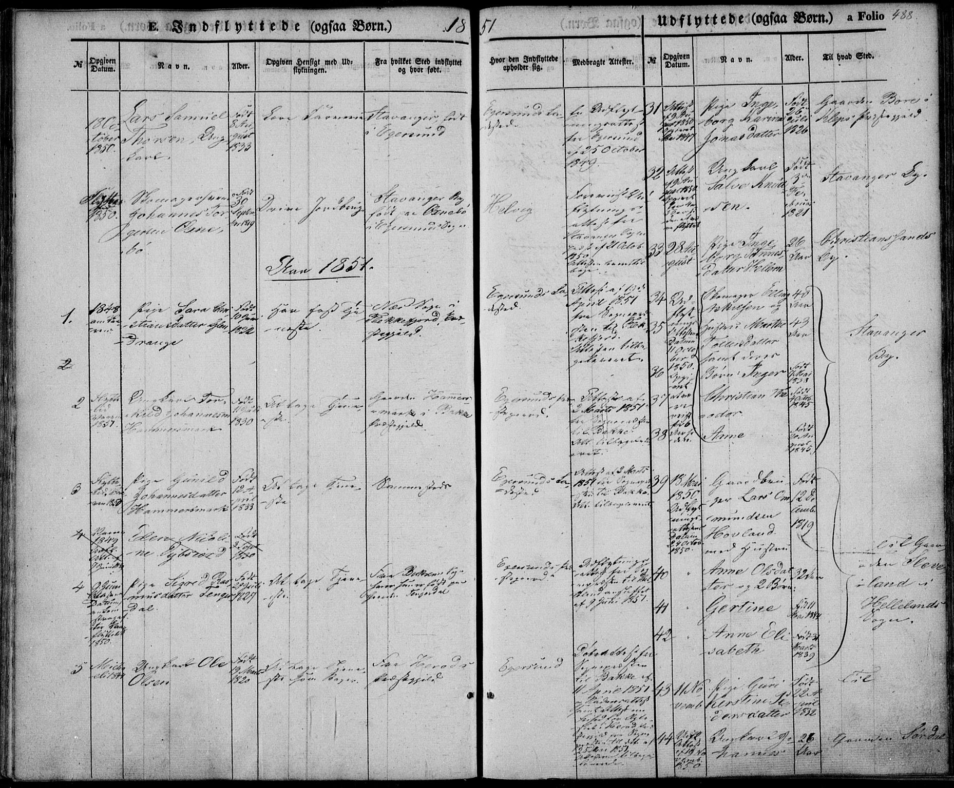 Eigersund sokneprestkontor, SAST/A-101807/S08/L0013: Parish register (official) no. A 12.2, 1850-1865, p. 488