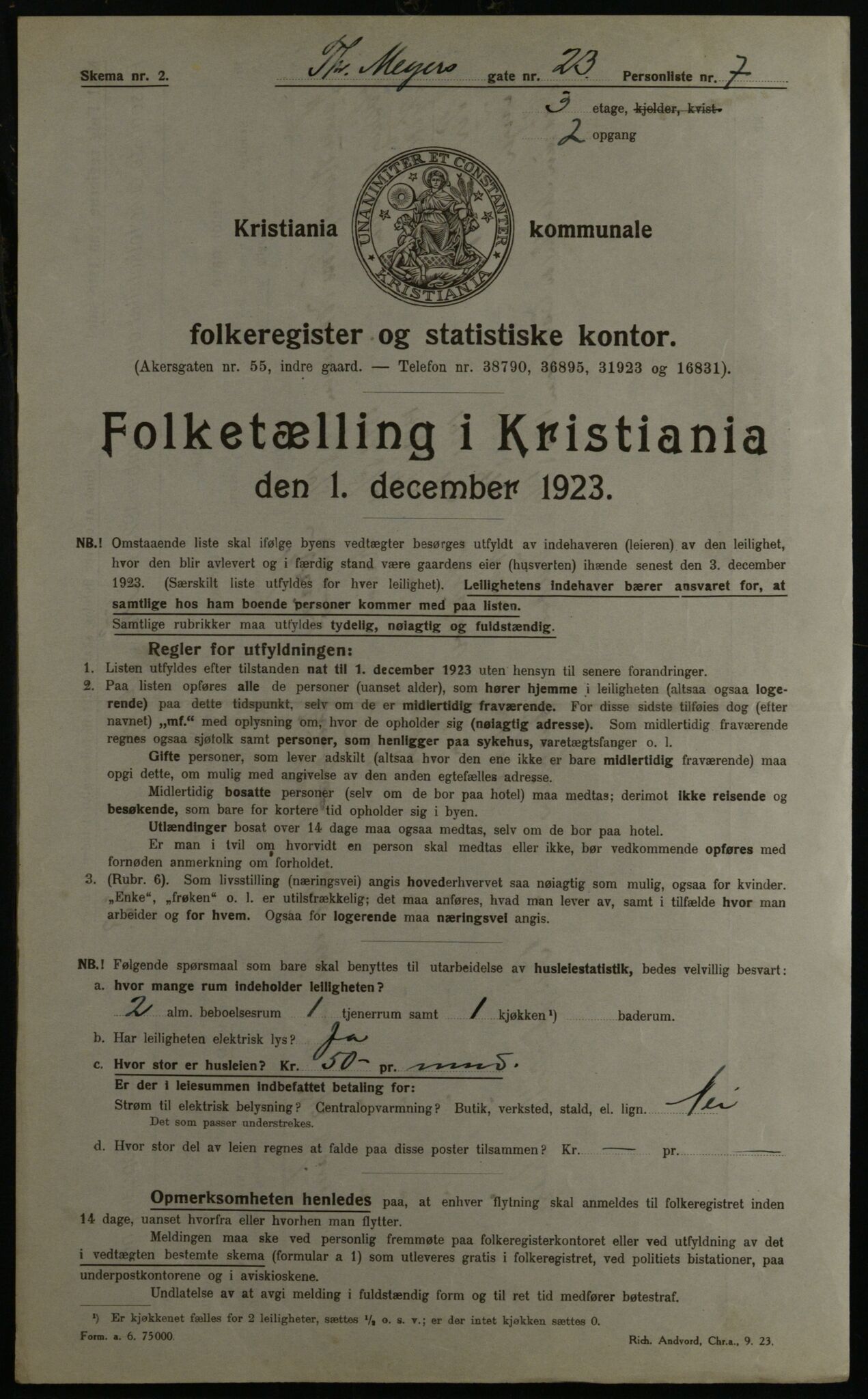 OBA, Municipal Census 1923 for Kristiania, 1923, p. 121478