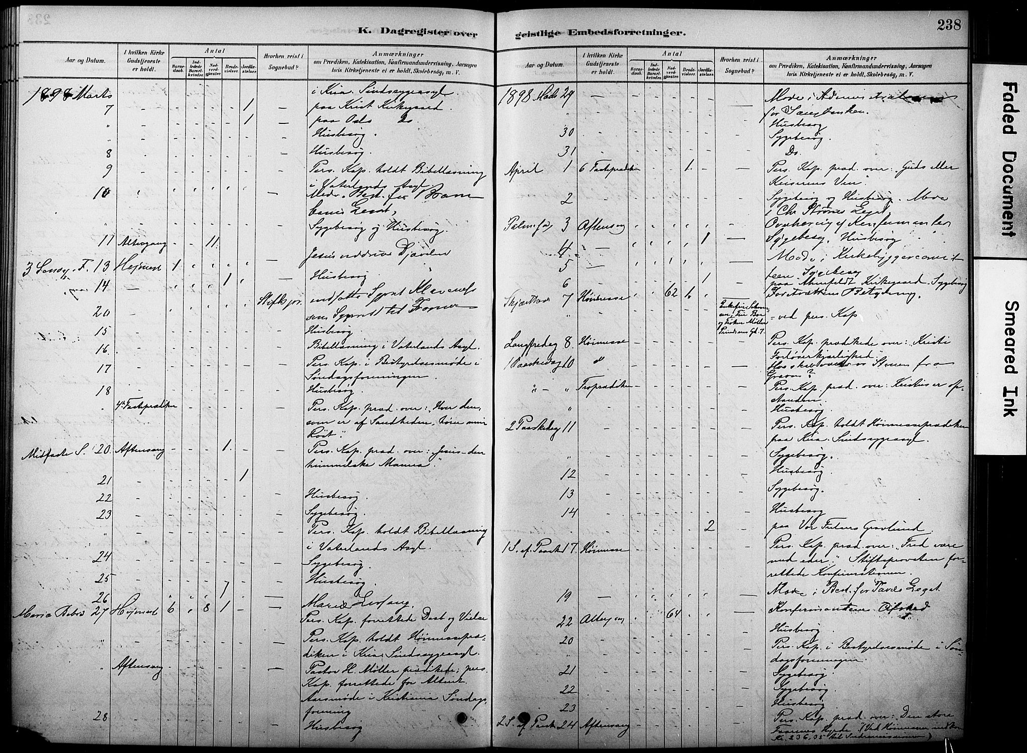 Oslo domkirke Kirkebøker, SAO/A-10752/F/Fa/L0038: Parish register (official) no. 38, 1878-1921, p. 238